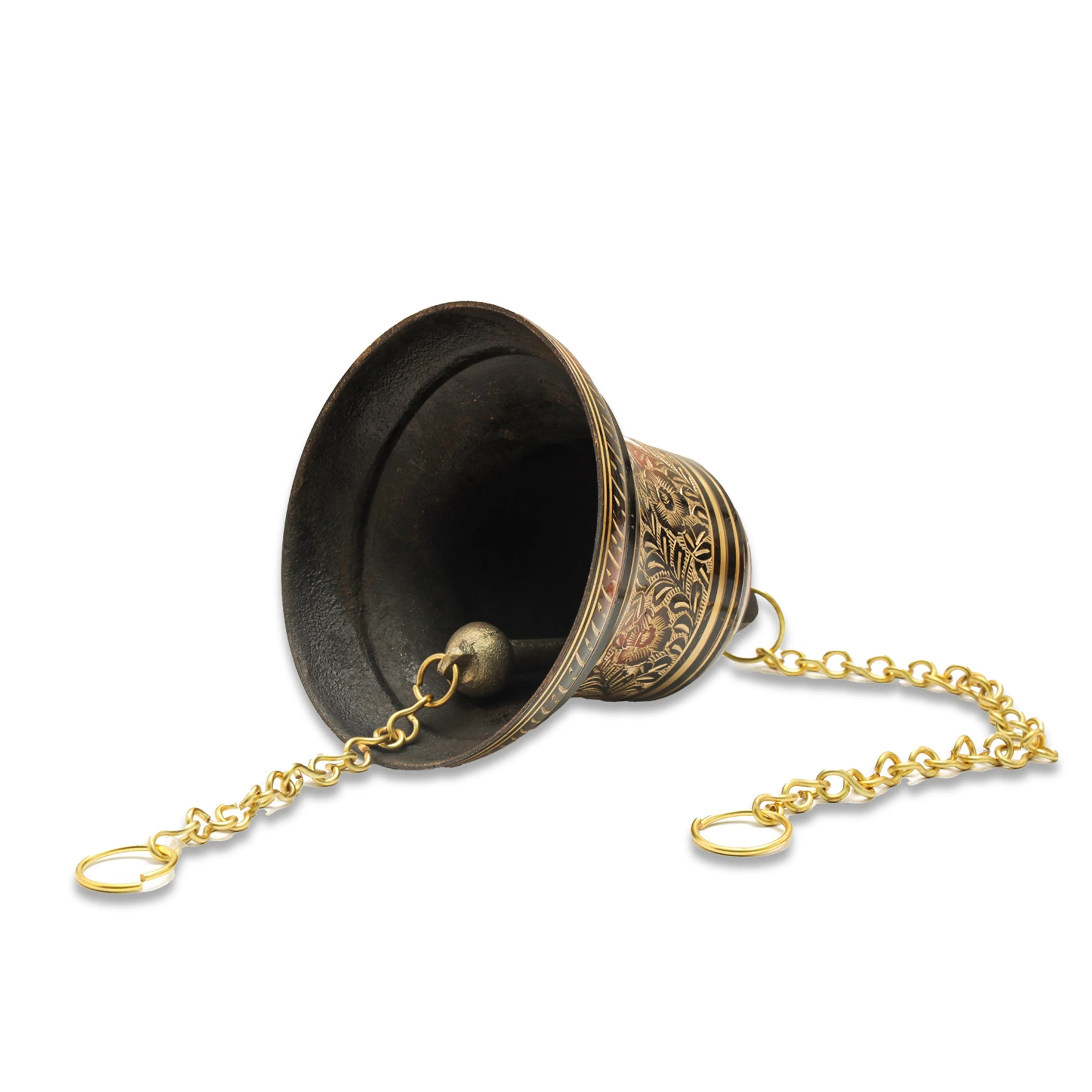 Brass Hanging Bell With Chain - 7.5 Inches | Pooja Bell/ Hanging Bell for Temple - Image 5