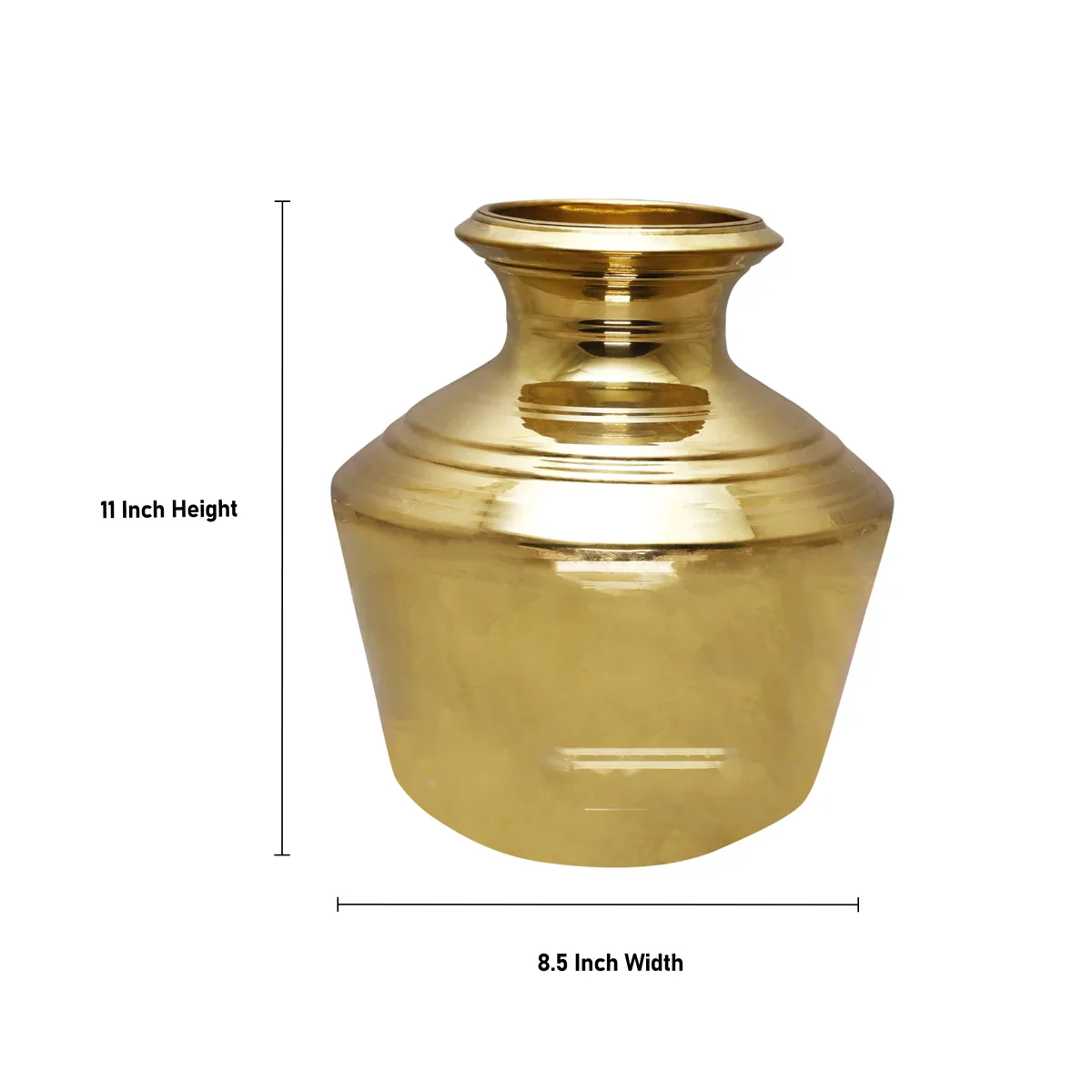 Brass Kalash Kudam - 11 x 8.5 Inches | Handi/ Theertha Kudam/ Ghada for Pooja/ 1.100 Kgs Approx - Image 3