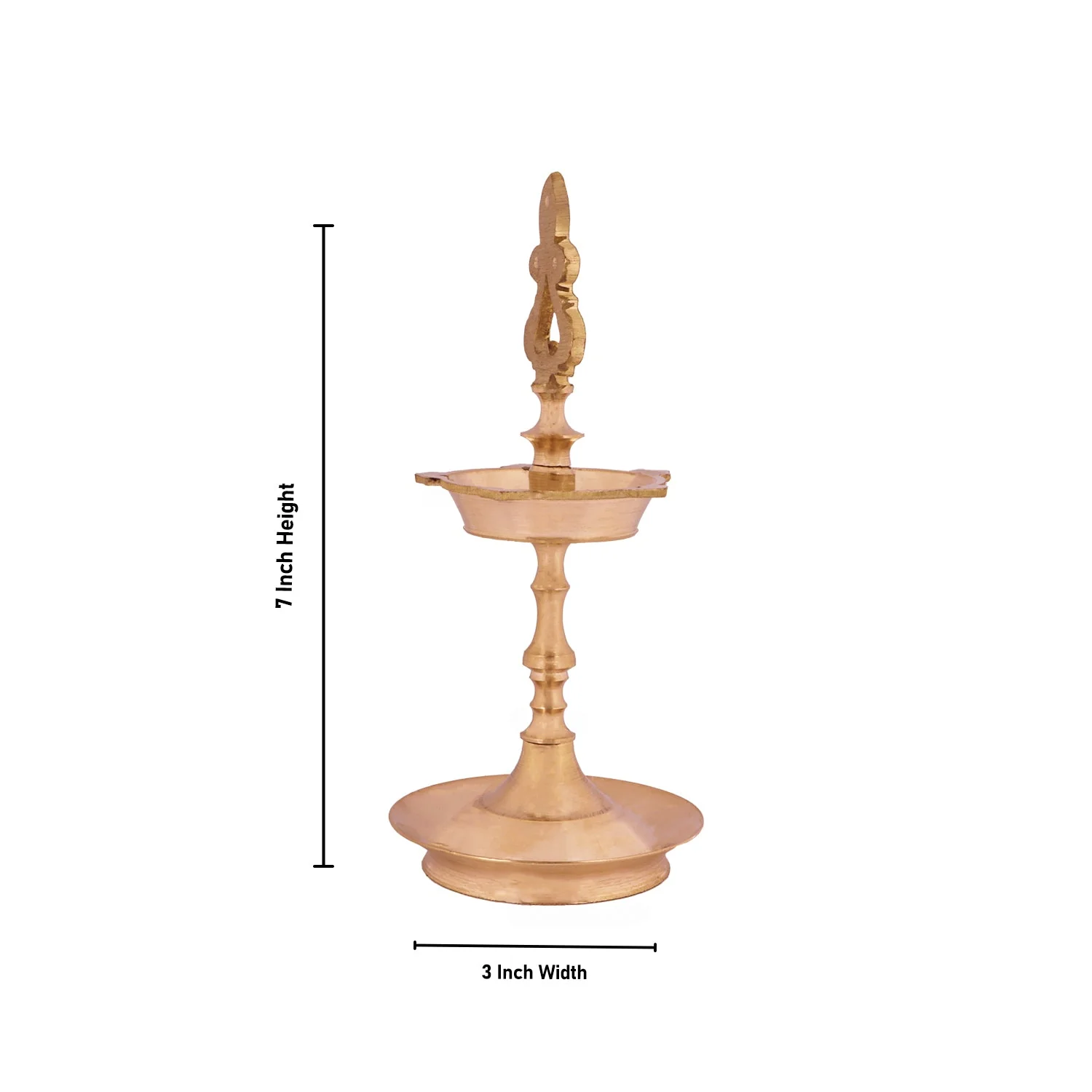 Brass Lamp - 7 x 3 Inches | Karaikudi Kuthu Vilakku/ Pirai Deepam/ Diya for Pooja - Image 4