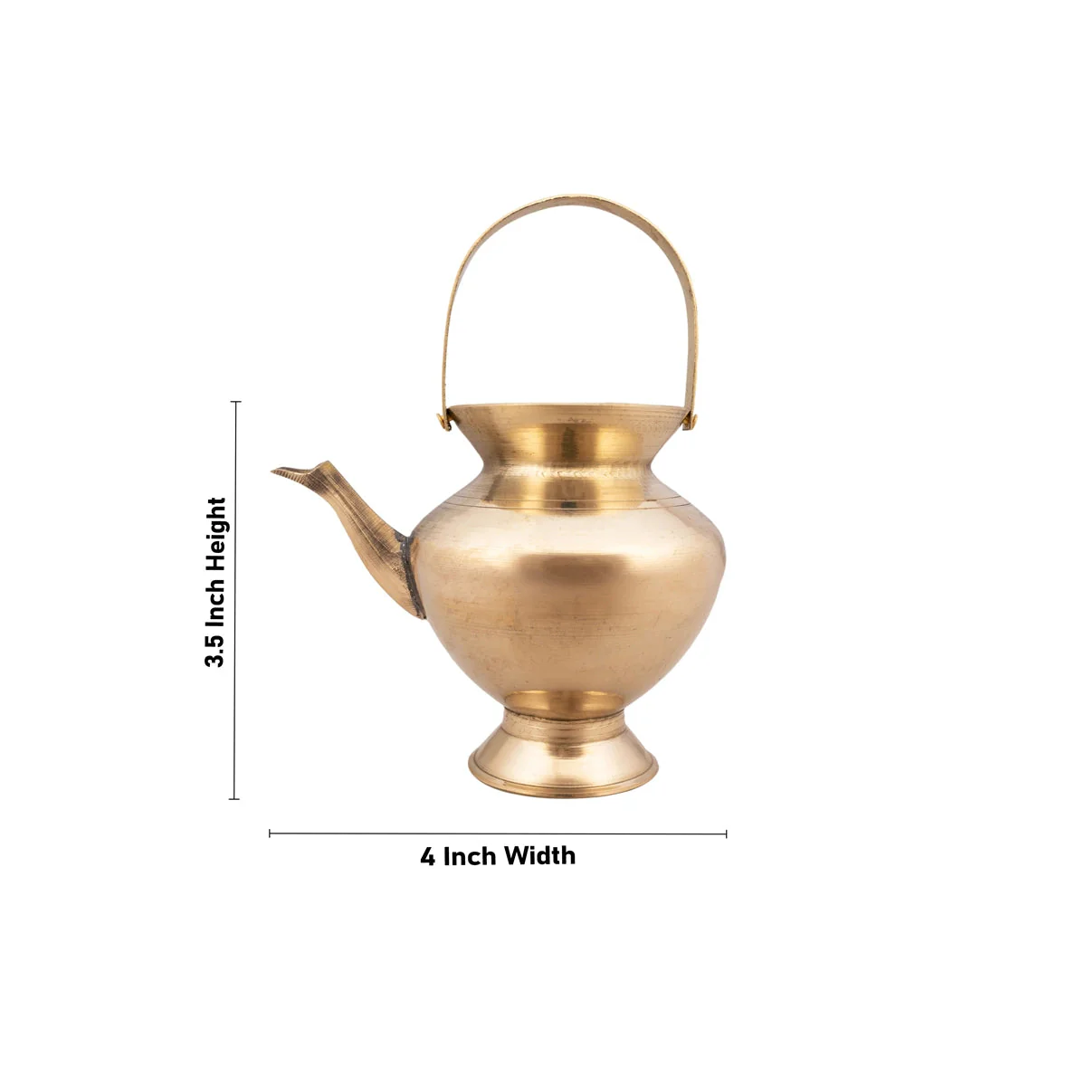 Brass Kindi With Handle - 3.5 x 4 Inches | Brass Kalash/ Brass Kamandalam for Pooja - Image 3