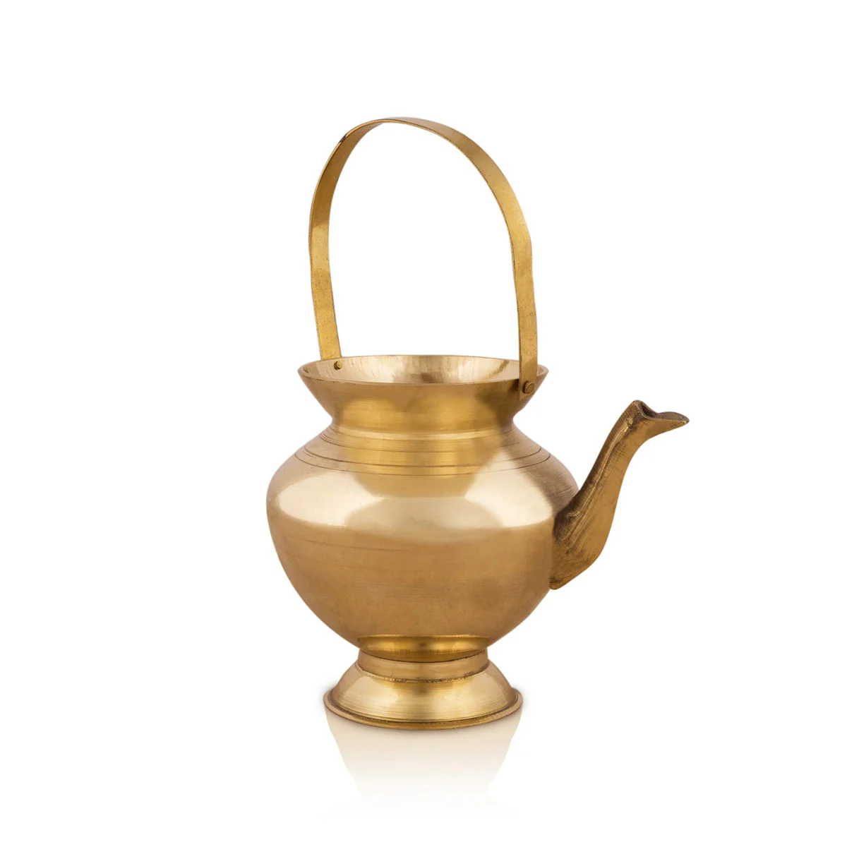 Brass Kindi With Handle - 4 x 4.75 Inches | Brass Kalash/ Brass Kamandalam for Pooja - Image 2