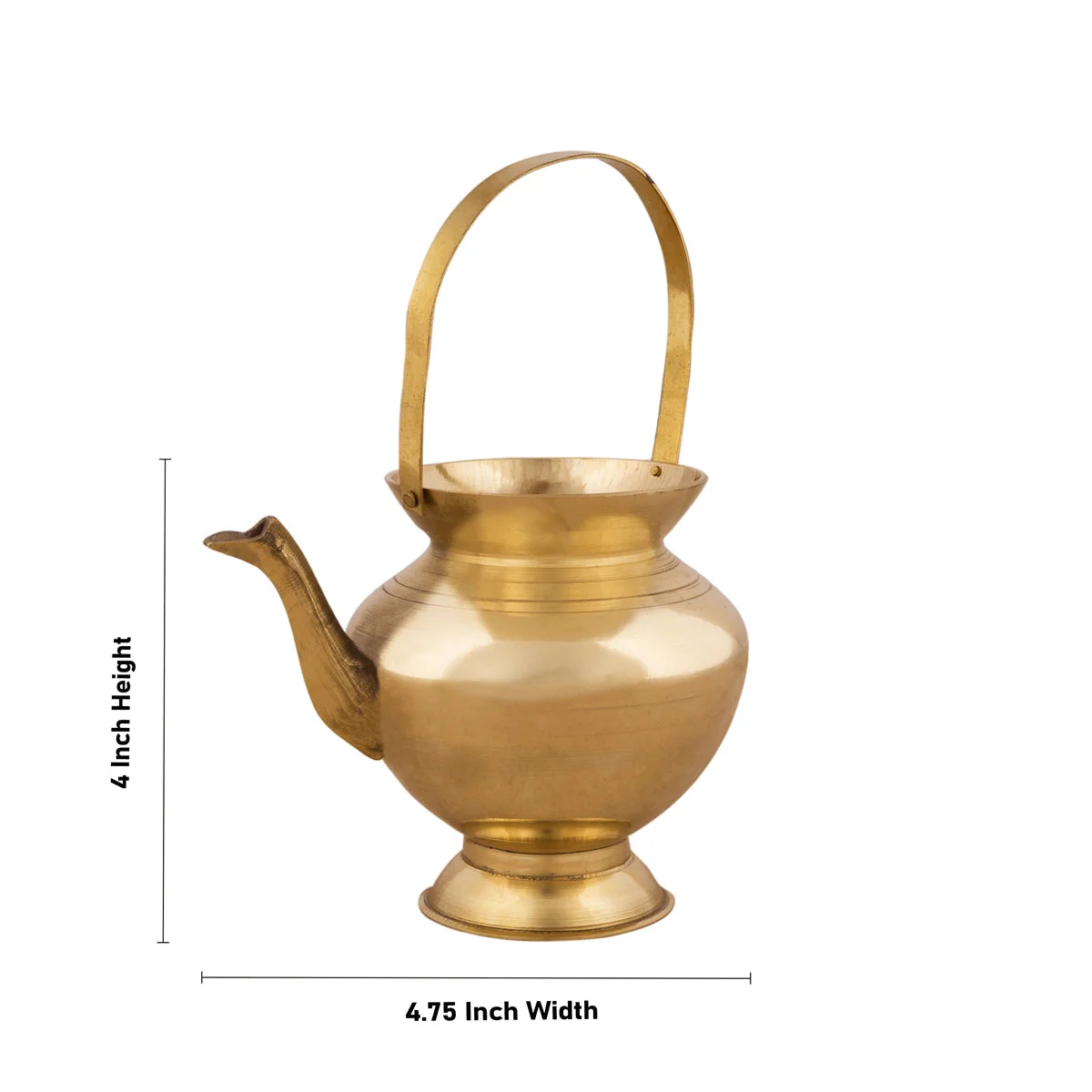 Brass Kindi With Handle - 4 x 4.75 Inches | Brass Kalash/ Brass Kamandalam for Pooja - Image 4