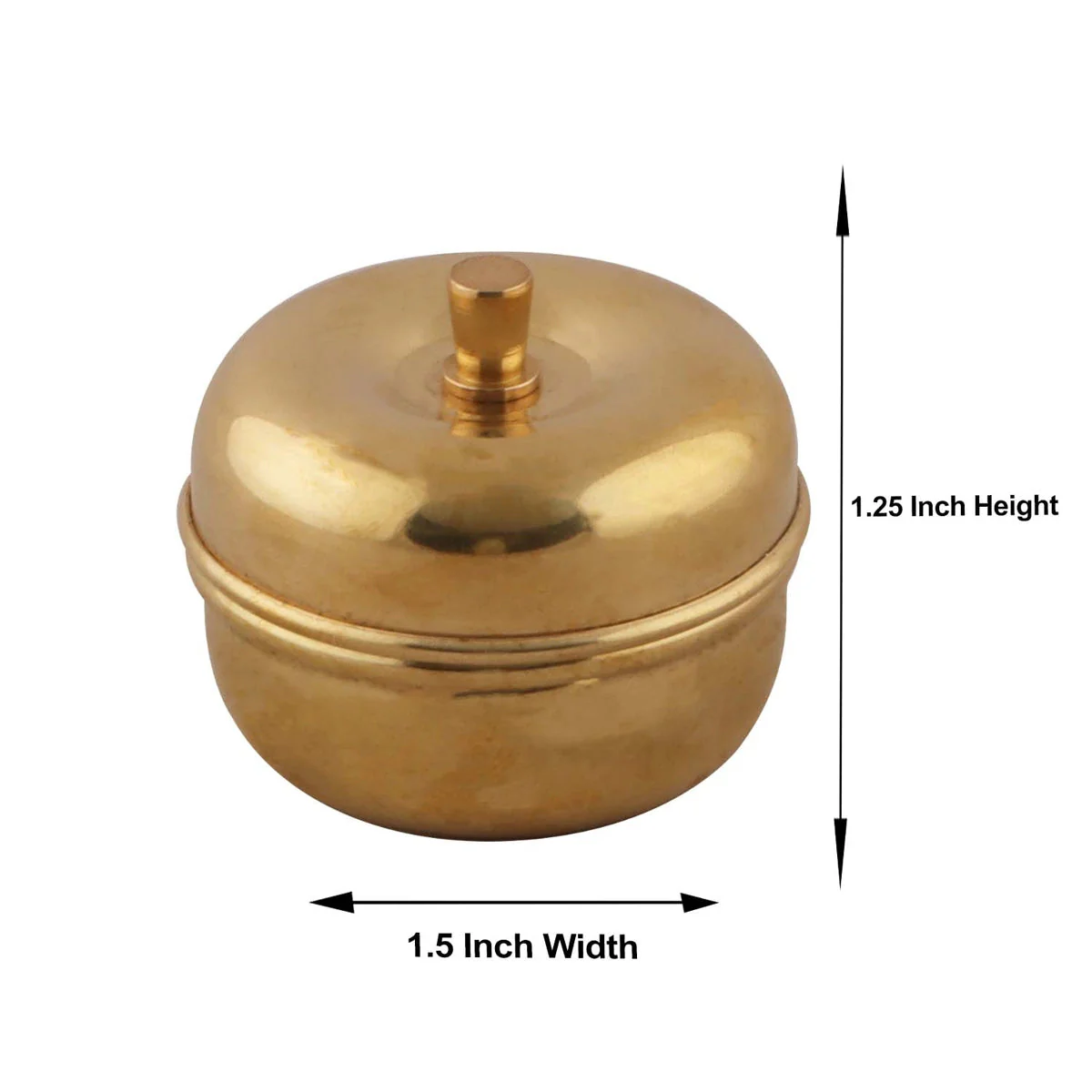 Brass Kumkum Box With Lid - 1.25 x 1.5 Inches | Apple Shape Kumkum Holder/ Sindoor Container for Pooja - Image 3