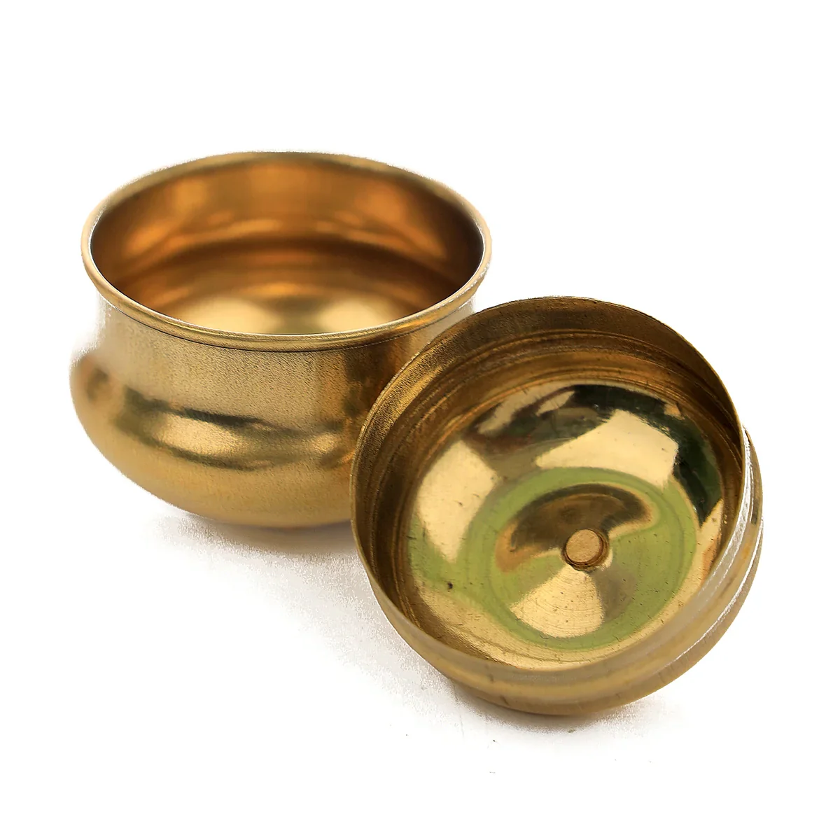 Brass Kumkum Pot - 1.5 x 2 Inches | Sindoor Pot/ Kumkum Bowl for Home/ 25 Gms Approx - Image 2