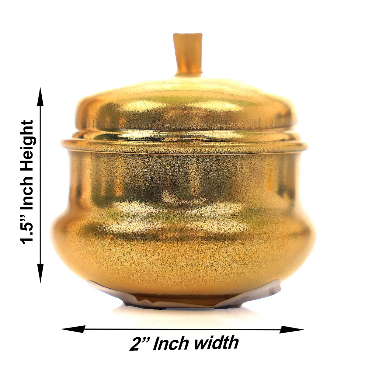 Brass Kumkum Pot - 1.5 x 2 Inches | Sindoor Pot/ Kumkum Bowl for Home/ 25 Gms Approx - Image 3