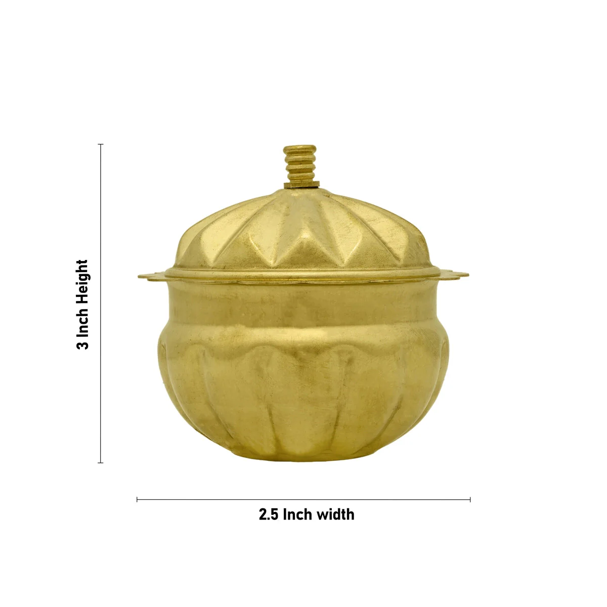 Brass Kumkum Pot - 3 x 2.5 Inches | Sindoor Pot/ Kumkum Bharani for Home/ 40 Gms Approx