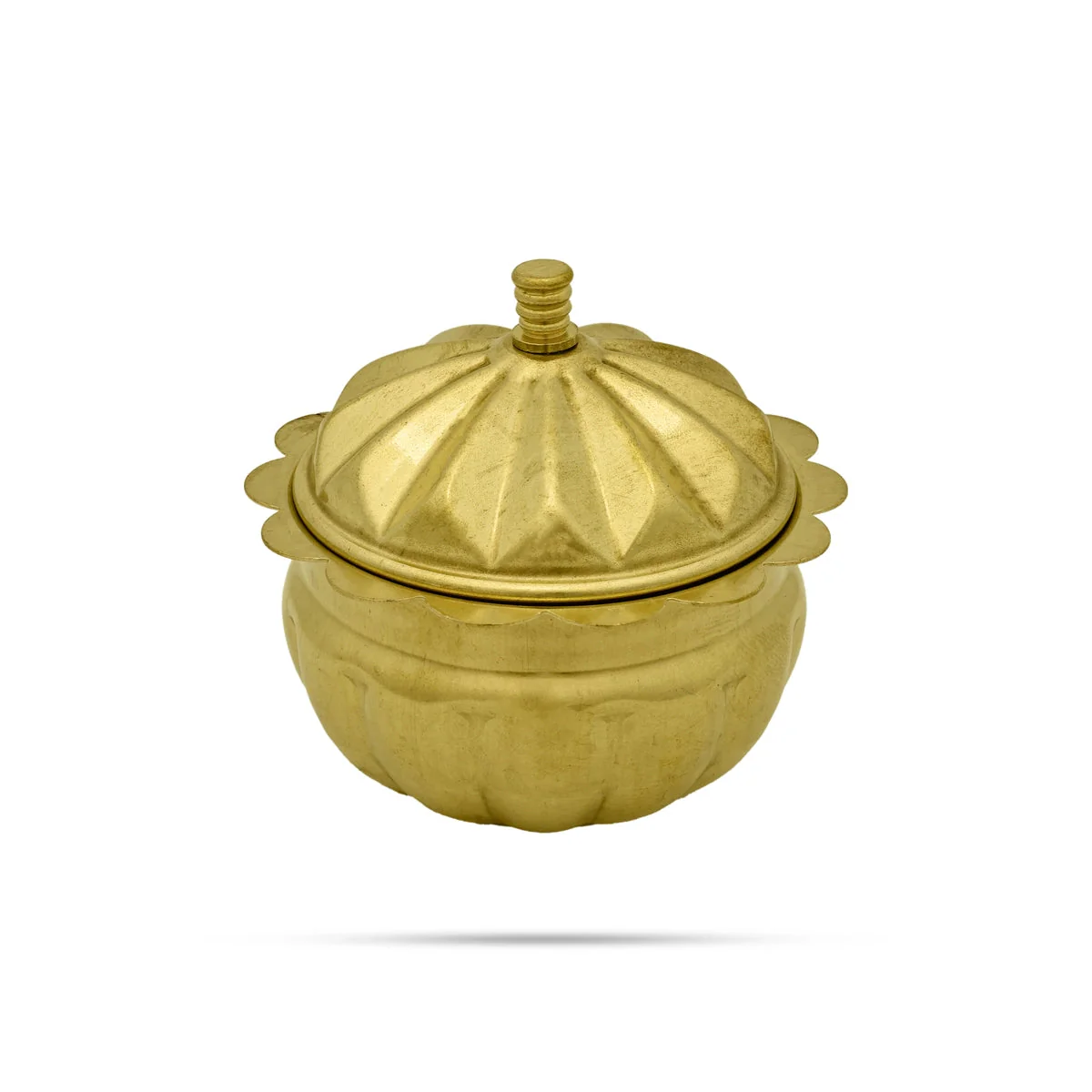 Brass Kumkum Pot - 3 x 2.5 Inches | Sindoor Pot/ Kumkum Bharani for Home/ 40 Gms Approx - Image 3