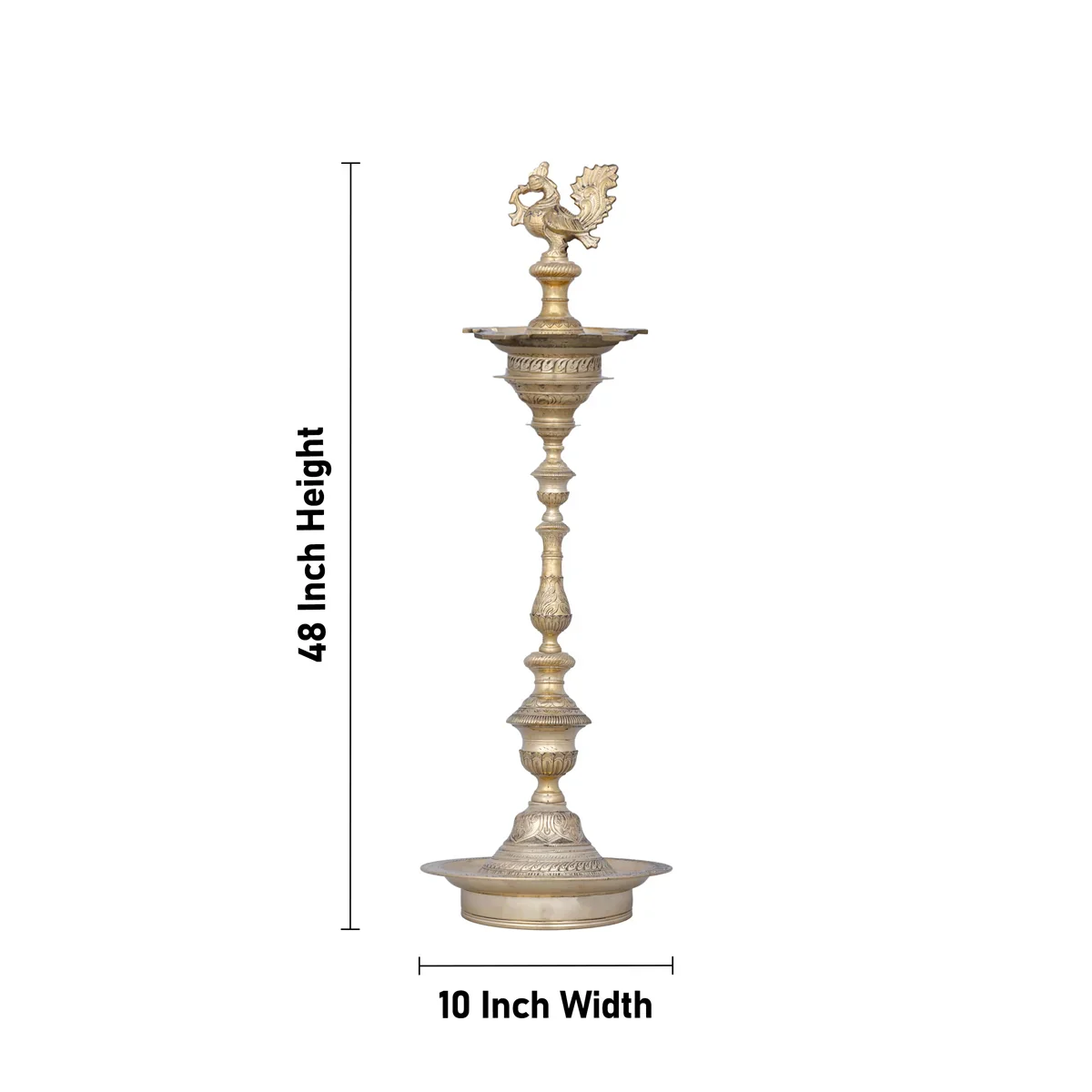 Brass Kuthu Vilakku - 48 Inches | Brass Diya/ Annapakshi Design Lamp for Pooja/ 18.300 Kgs Approx - Image 3