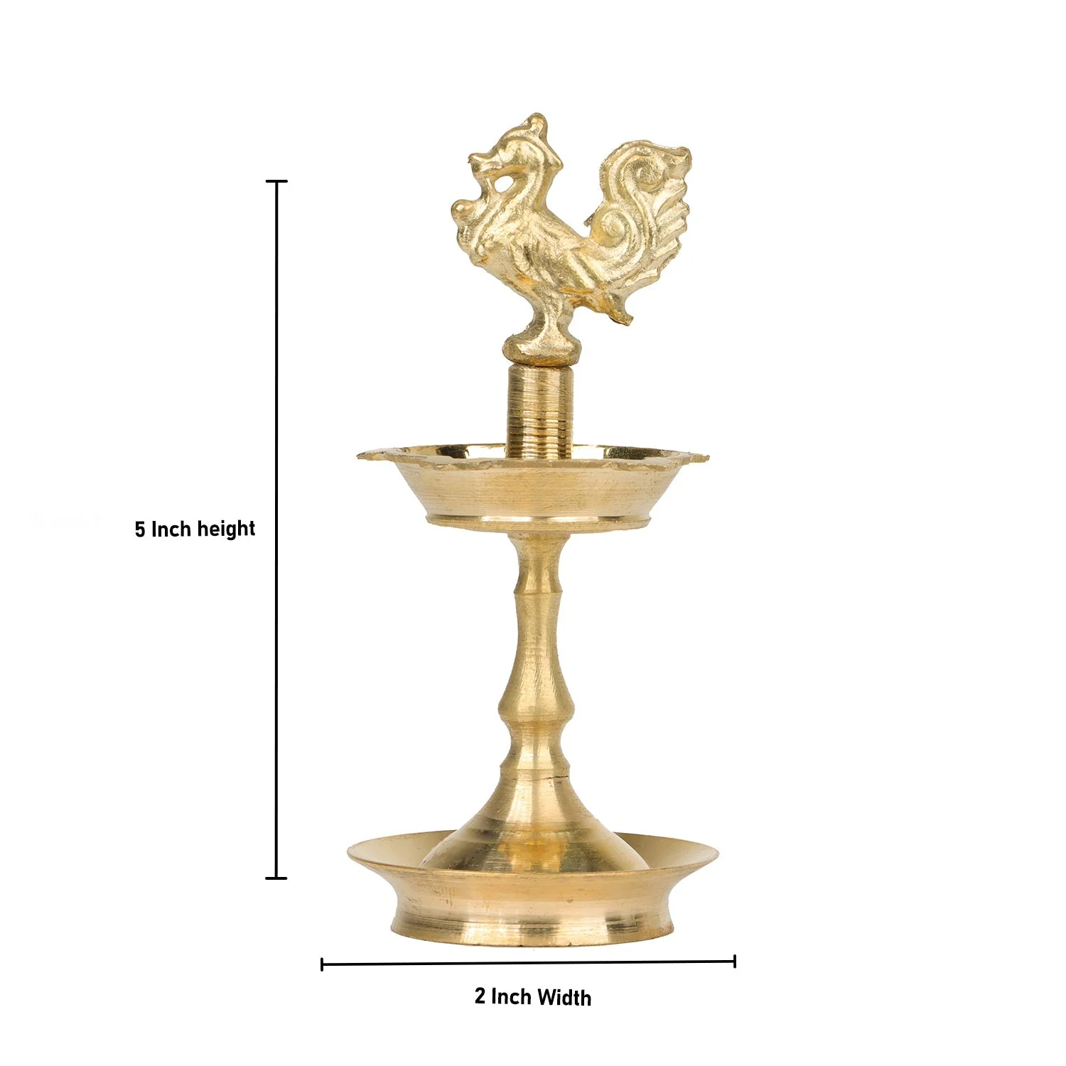 Brass Kuthu Vilakku - 5 Inches | Annam Design Deepam/ Brass Lamp/ Traditional Diya For Pooja - Image 5