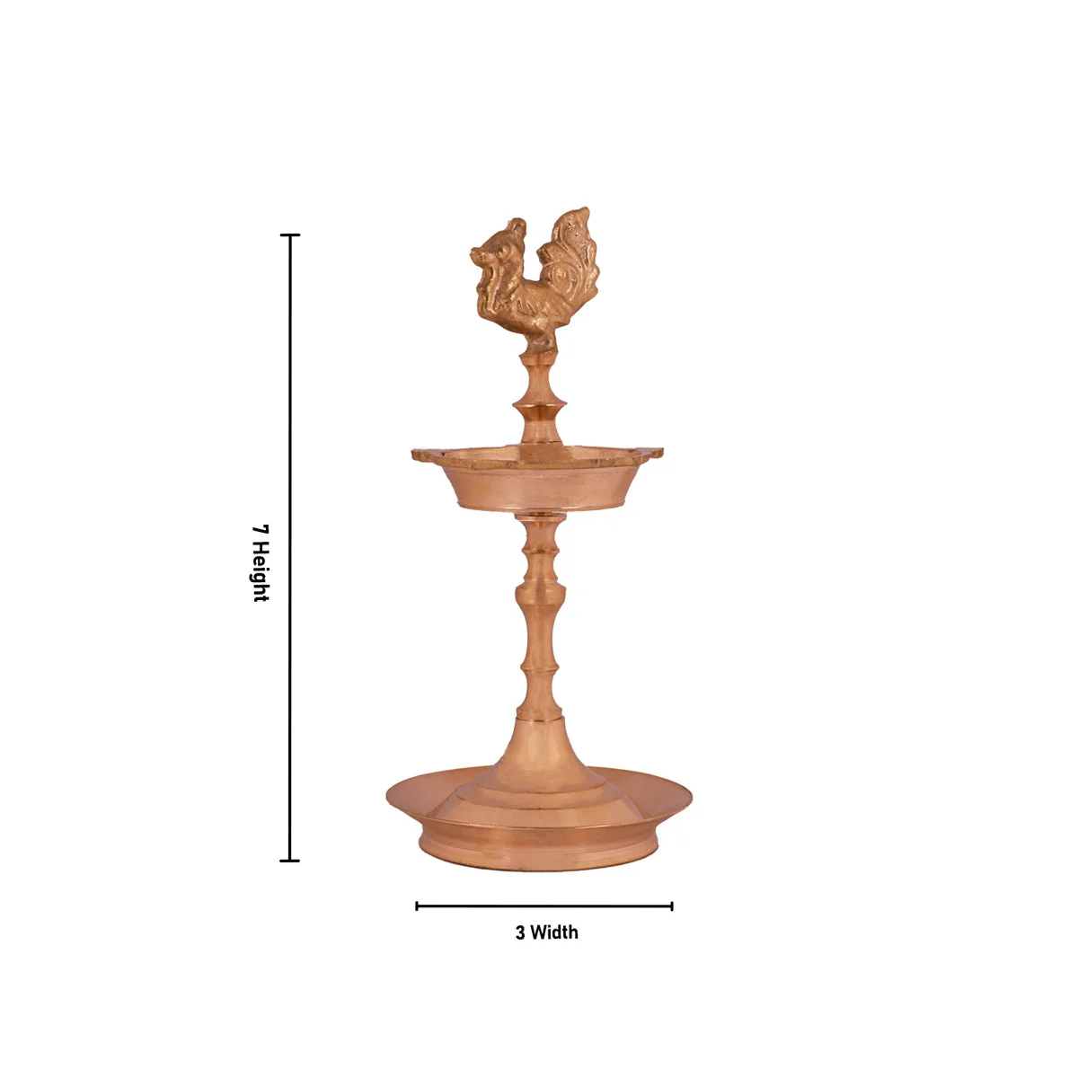 Brass Kuthu Vilakku - 7 X 3 Inches | Karaikudi Annam Design Deepam/ Brass Lamp/ Diya For Temple & Home - Image 3