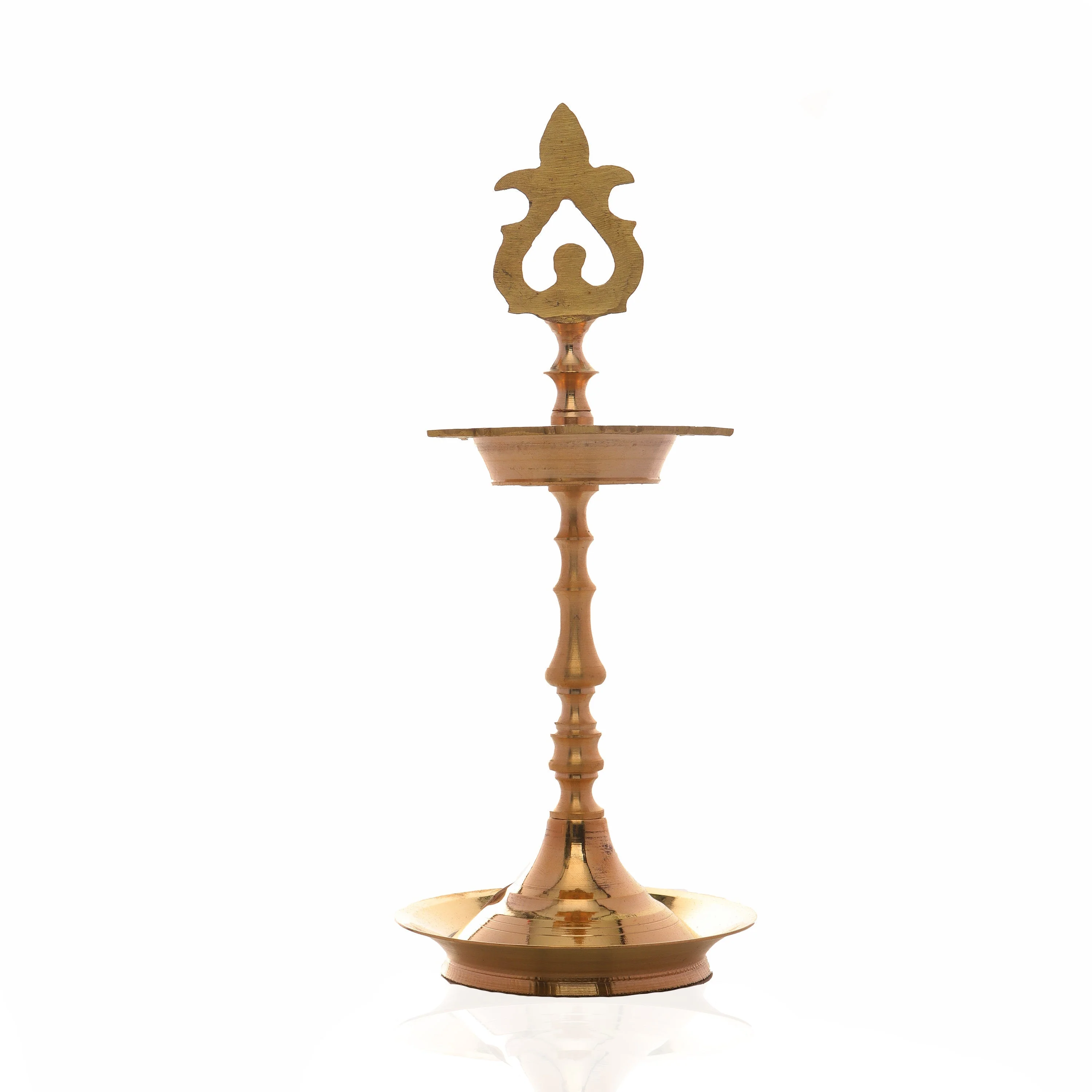 Brass Lamp - 10.5 X 4 Inches | Karaikudi Kuthu Vilakku/ Pirai Design Deepam/ Brass Diya For Pooja & Temple - Image 3