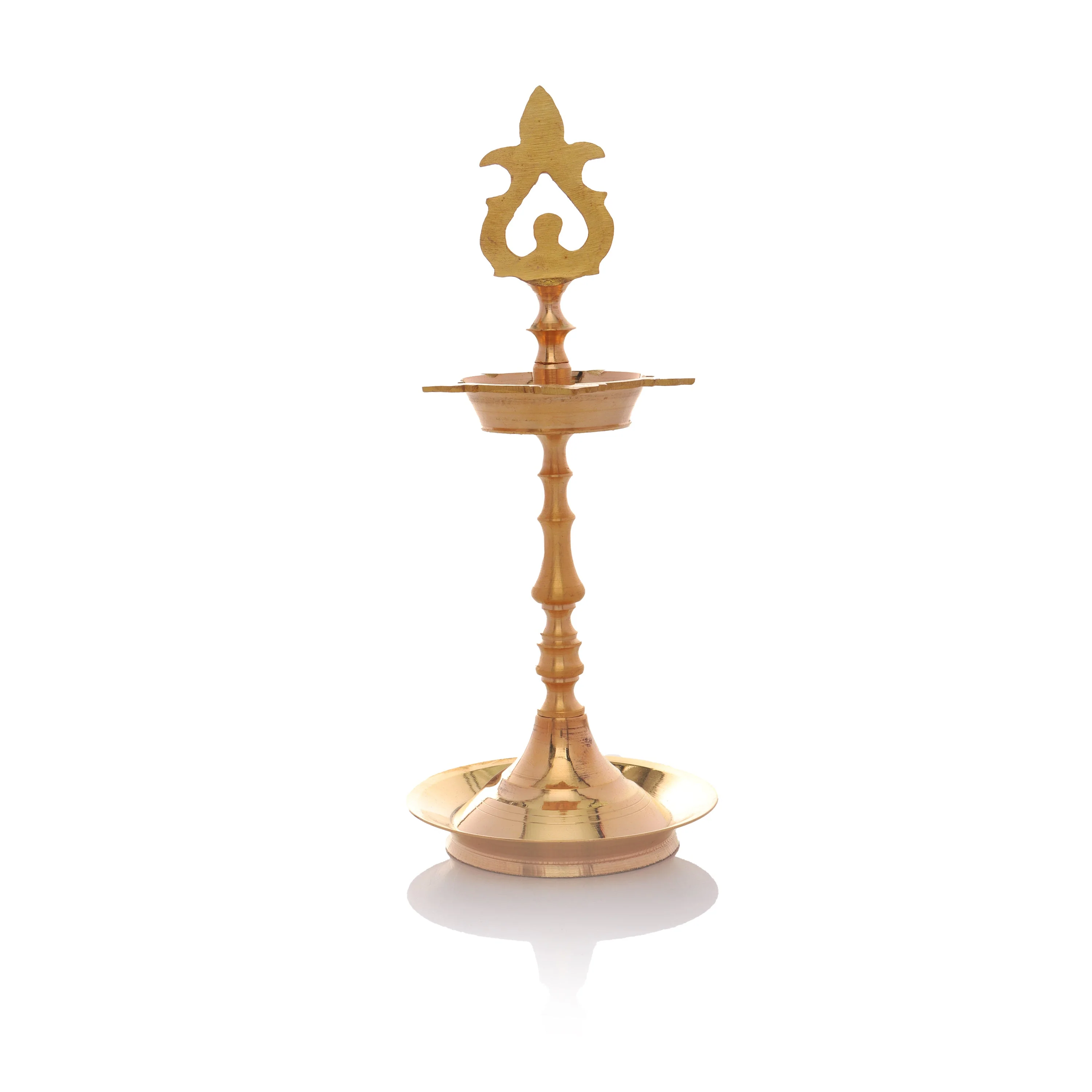 Brass Lamp - 10.5 X 4 Inches | Karaikudi Kuthu Vilakku/ Pirai Design Deepam/ Brass Diya For Pooja & Temple - Image 4