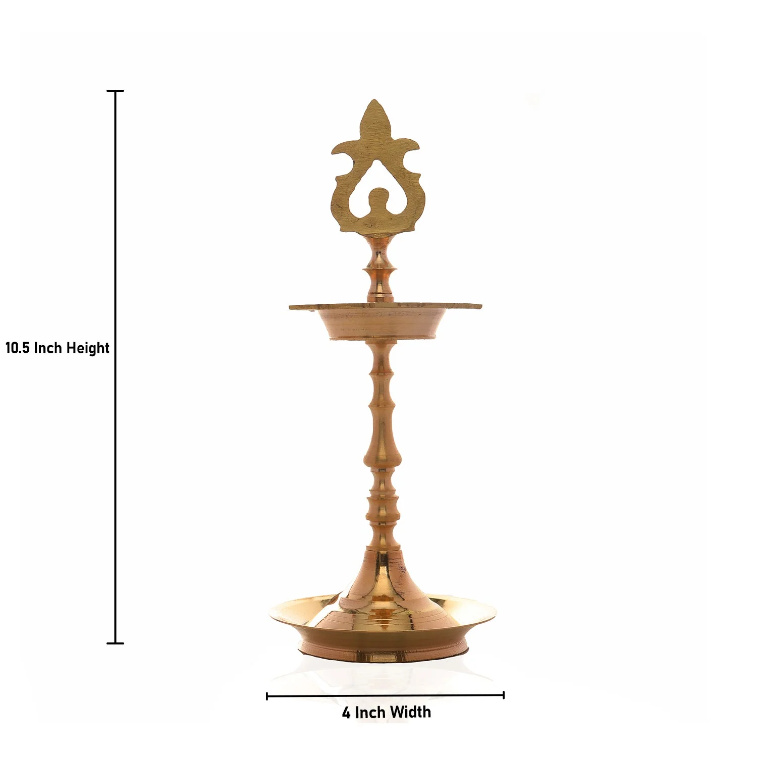 Brass Lamp - 10.5 X 4 Inches | Karaikudi Kuthu Vilakku/ Pirai Design Deepam/ Brass Diya For Pooja & Temple - Image 5
