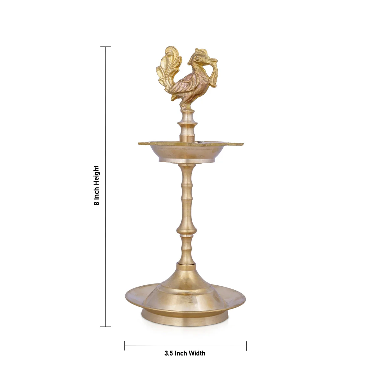 Brass Lamp - 8 X 3.5 Inches | Annam Design Kuthu Vilakku/ Brass Deepam/ Pooja Diya For Temple & Home - Image 3