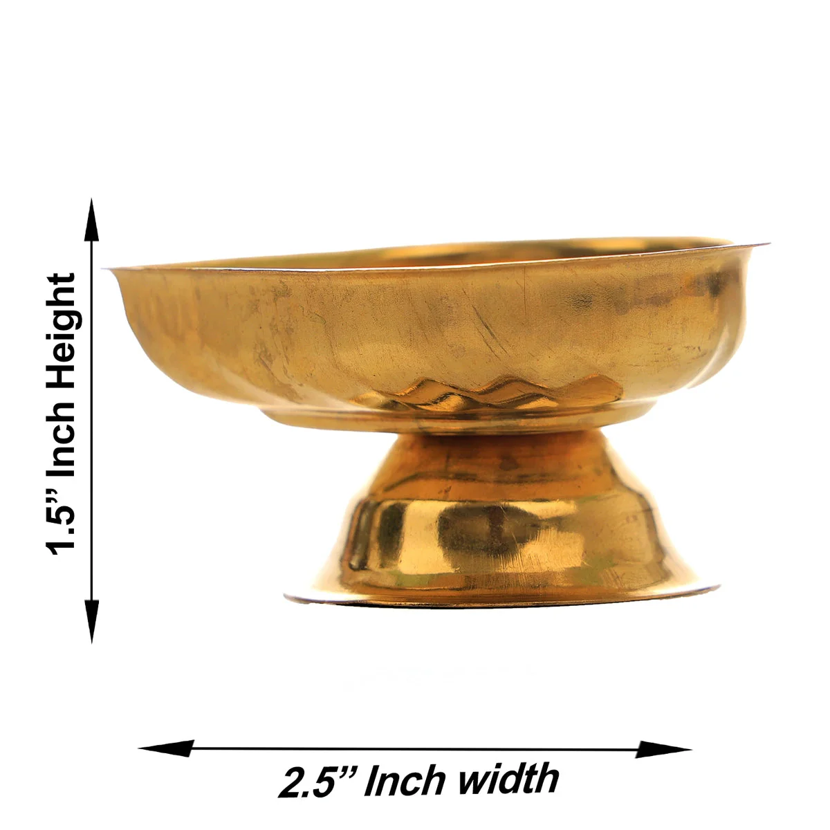 Brass Lamp With Base - 1.5 x 2.5 Inches | One Mukh Brass Pooja Diya/ Brass Deepam for Home - Image 3