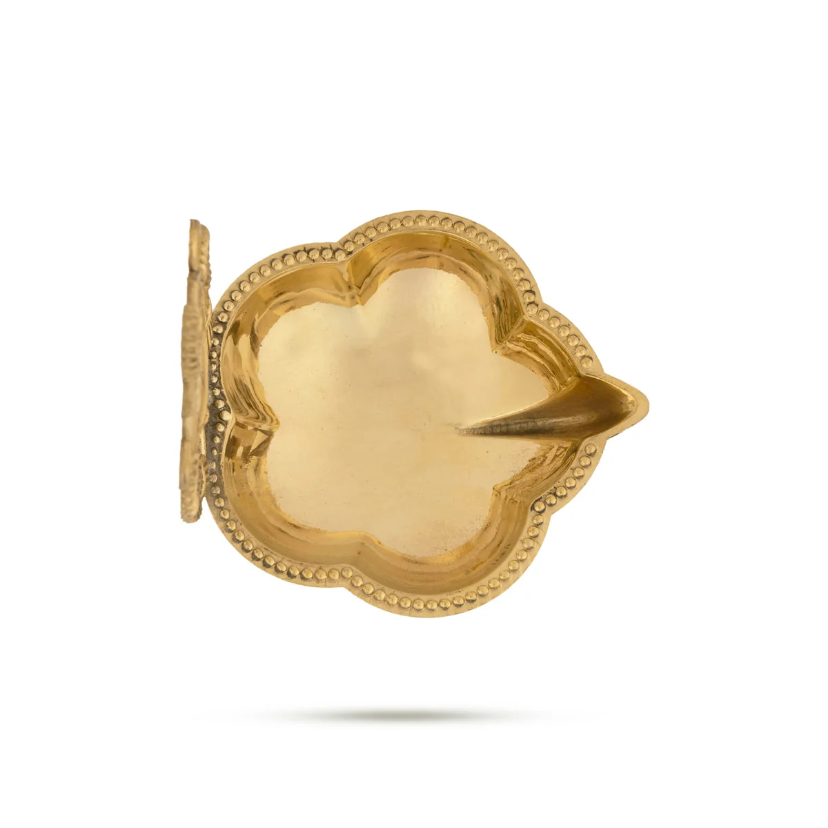 Brass Lamp With Base - 4.5 X 3 Inches | Shankh Design Brass Deepam/ Vilakku/ Diya For Pooja - Image 3