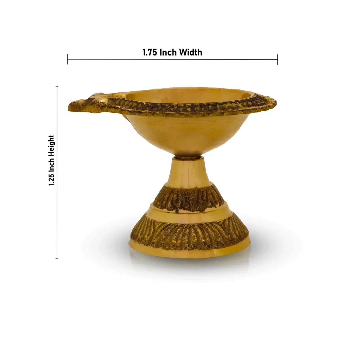Brass Laxmi Kuber Deep With Stand - 1.25 x 1.75 Inches | Brass Lamp/ Lakshmi Kubera Vilakku for Pooja - Image 3
