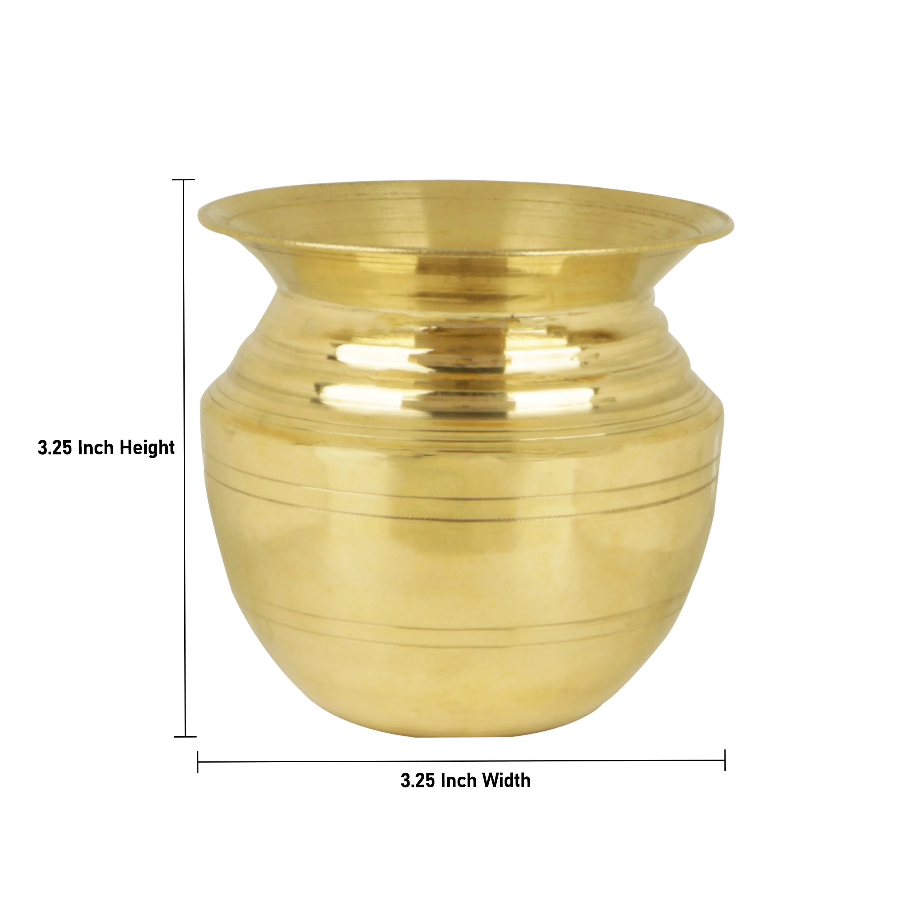 Brass Lota - 3.25 X 3.25 Inches | Chombu/ Kalash Pot/ Kalasam Vessel For Pooja & Rituals - Image 2