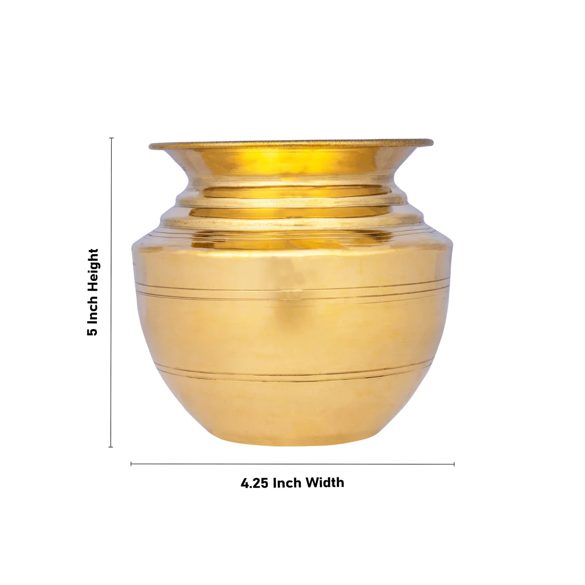 Brass Lota - 5 x 4.25 Inches | Kalash/ Pooja Pot/ Chombu for Puja/ 260 Gms Approx - Image 3