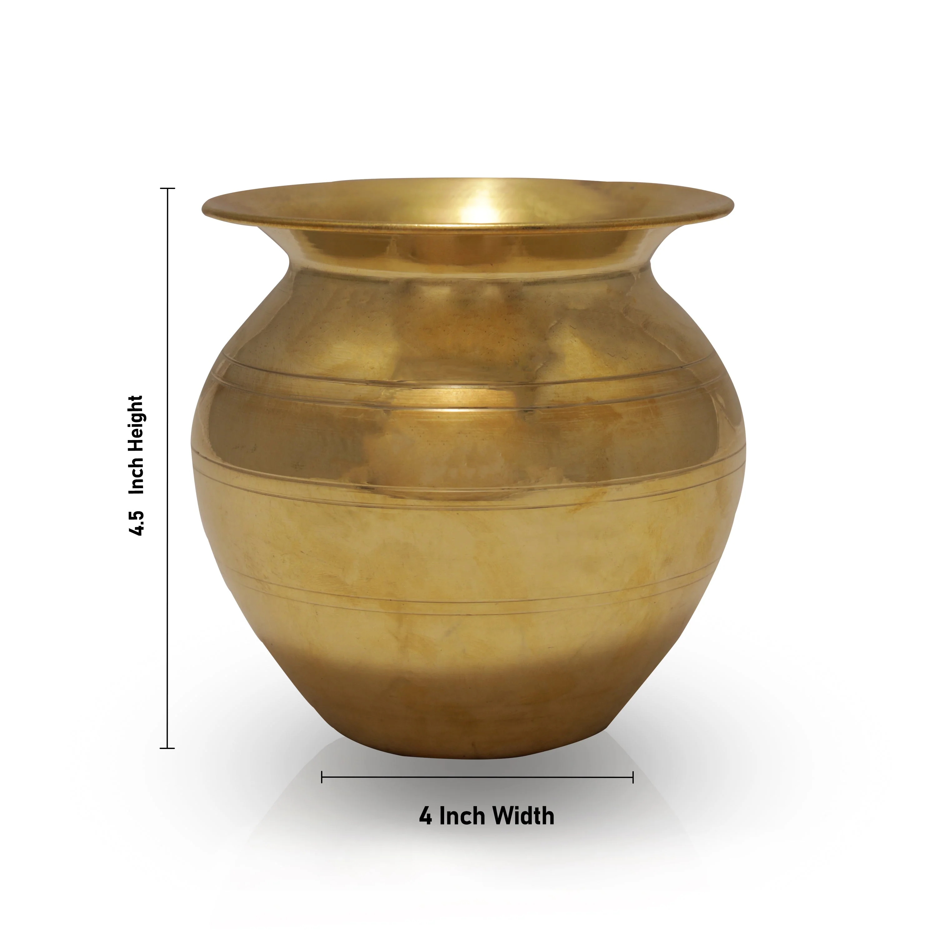 Brass Lota - 4.25 x 4 Inches | Kalash Pot/ Chombu/ Kalasam for Pooja - Image 2