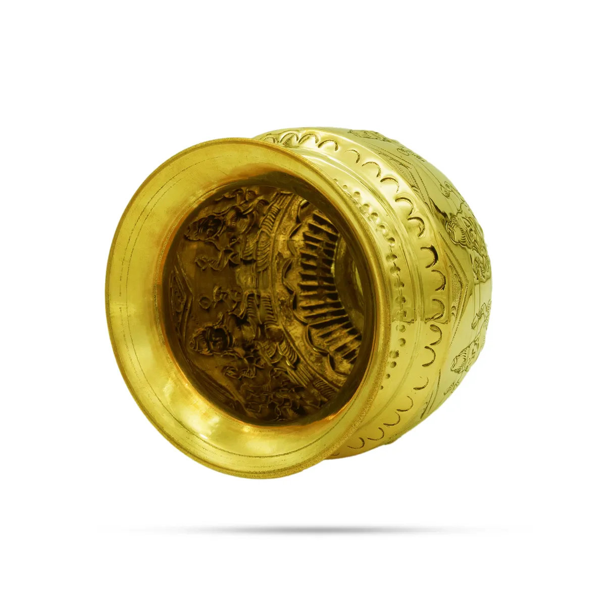 Brass Lota - 4.5 x 4.5 Inches | Brass Kalash/ Ashtalakshmi Design Chombu/ Pooja Pot for Home - Image 2