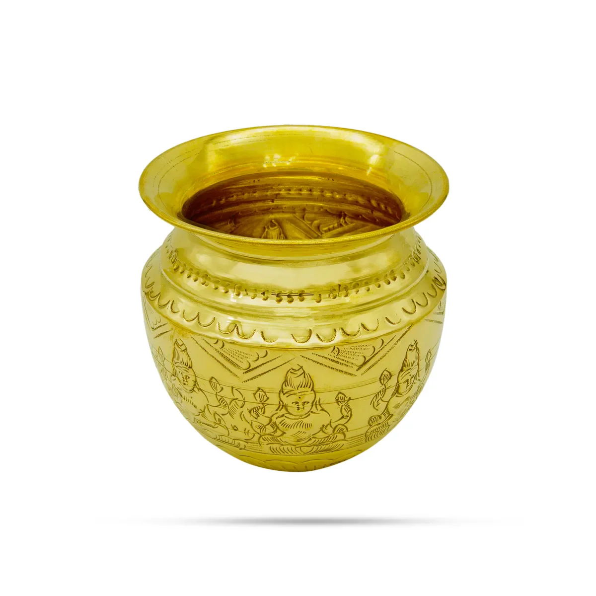 Brass Lota - 4.5 x 4.5 Inches | Brass Kalash/ Ashtalakshmi Design Chombu/ Pooja Pot for Home - Image 3