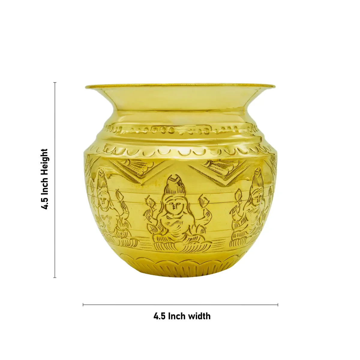 Brass Lota - 4.5 x 4.5 Inches | Brass Kalash/ Ashtalakshmi Design Chombu/ Pooja Pot for Home - Image 4