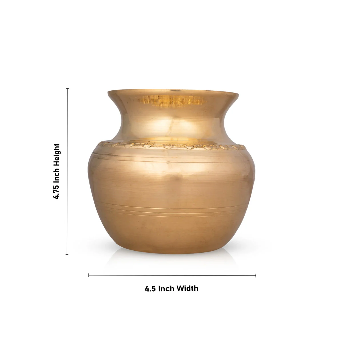 Brass Lota - 4.75 x 4.5 Inches | Brass Chombu/ Rudraksh Design Kalasam/ Kalash Pot for Pooja - Image 2