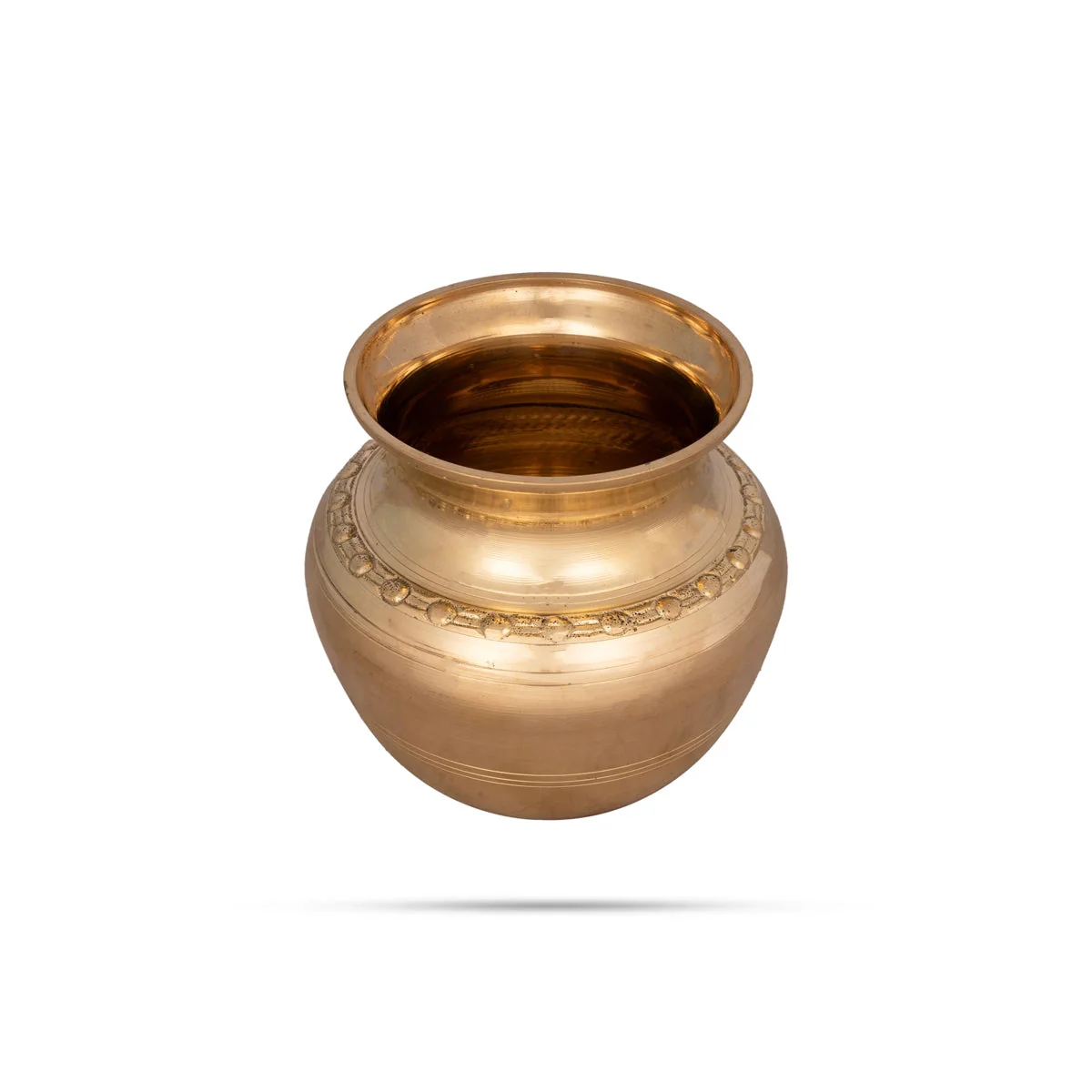 Brass Lota - 4.75 x 4.5 Inches | Brass Chombu/ Rudraksh Design Kalasam/ Kalash Pot for Pooja - Image 3