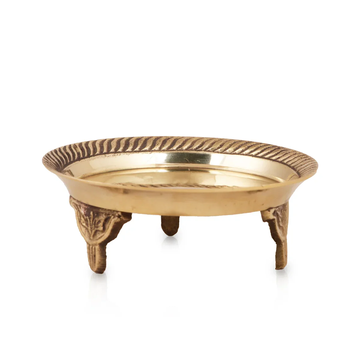 Brass Pin Tray with Base - 1 x 3.25 Inches | Mukkali/ Pooja Stand for Deity/ 90 Gms Approx - Image 2