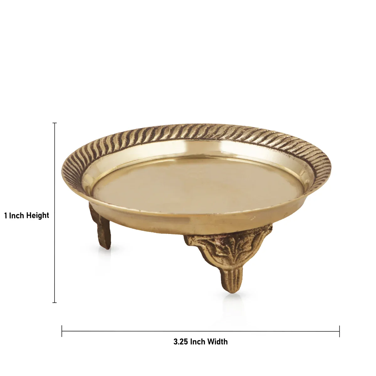 Brass Pin Tray with Base - 1 x 3.25 Inches | Mukkali/ Pooja Stand for Deity/ 90 Gms Approx - Image 4