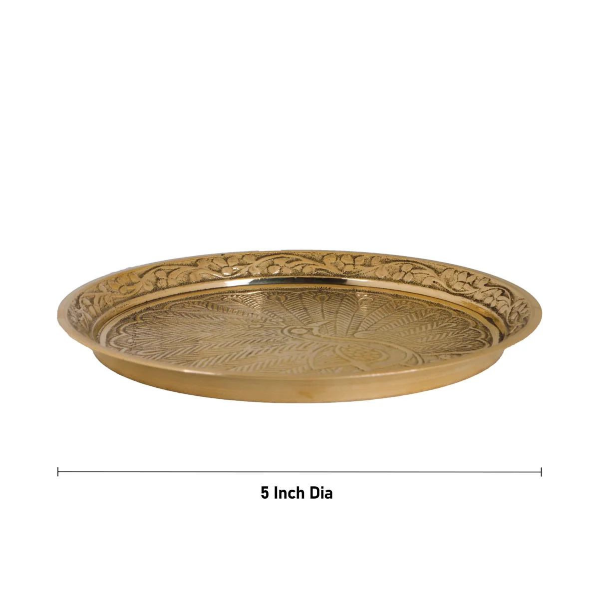 Brass Plate - 0.25 x 5 Inches | Peacock Design Pin Tray/ Pooja Asan/ Pooja Stand for Deity - Image 3