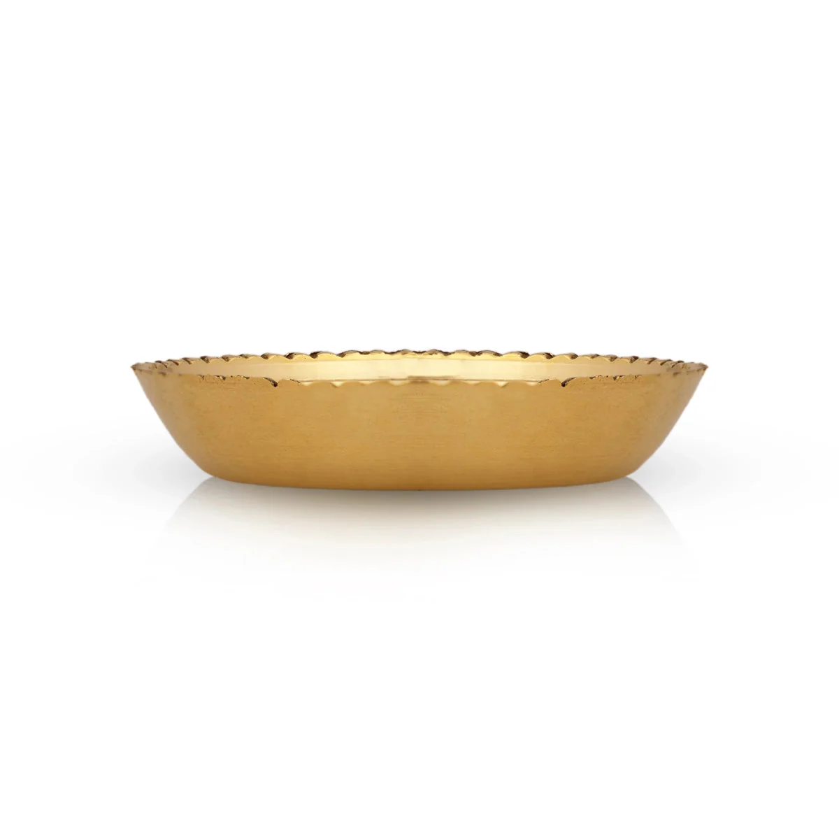Brass Plate - 0.5 x 3 Inches | Engraved Flower Design Pooja Plate/ Thali Plate for Home