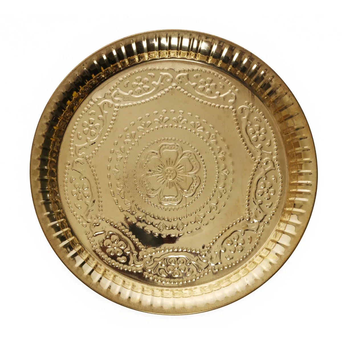 Brass Plate - 12 Inches | Brass Metal Plate/ Nagas Beading Thali Plate/ Thali Pooja for Home - Image 2