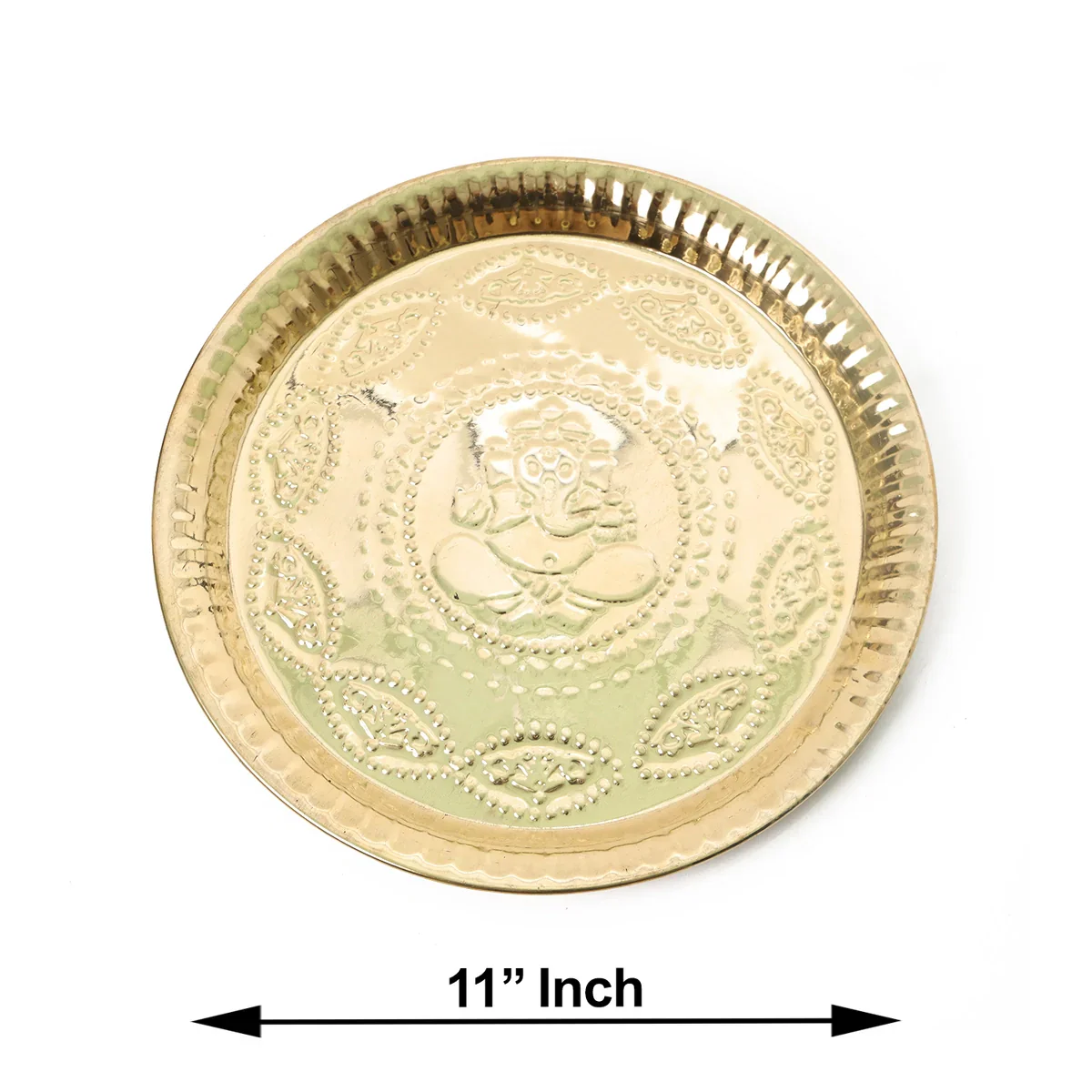 Brass Plate - 12 Inches | Nagas Beading Thali Plate/ Pooja Plate for Home/ 370 Gms Approx