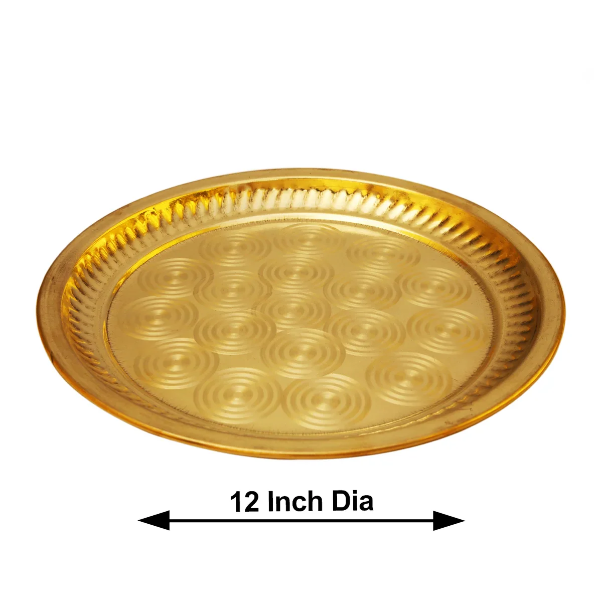 Brass Plate - 12 Inches | Thali Plate/ Ring Design Pooja Plate for Home/ 380 Gms Approx - Image 2