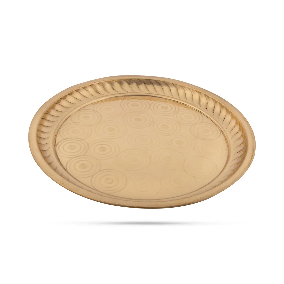Brass Plate - 14 Inches | Thali Plate/ Ring Design Pooja Plate for Home/ 450 Gms Approx - Image 3