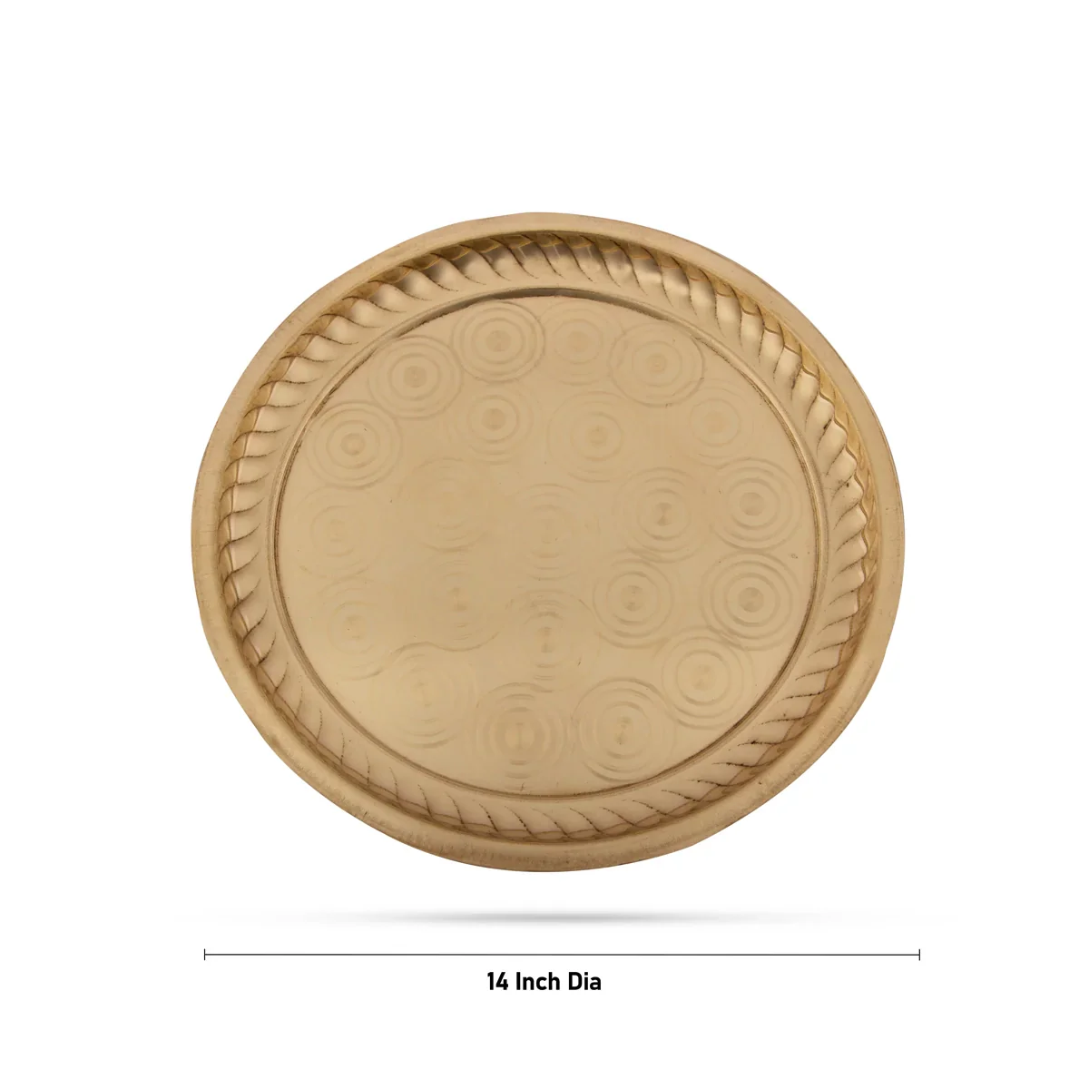 Brass Plate - 14 Inches | Thali Plate/ Ring Design Pooja Plate for Home/ 450 Gms Approx - Image 4