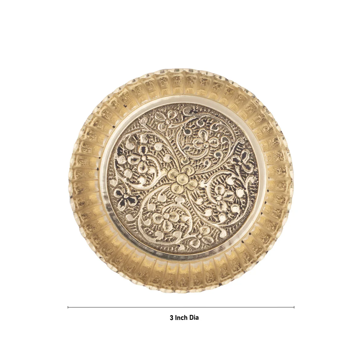 Brass Plate - 3 Inches | Pheldar Design Brass Tray/ Pooja Plate for Home/ 50 Gms Approx - Image 3