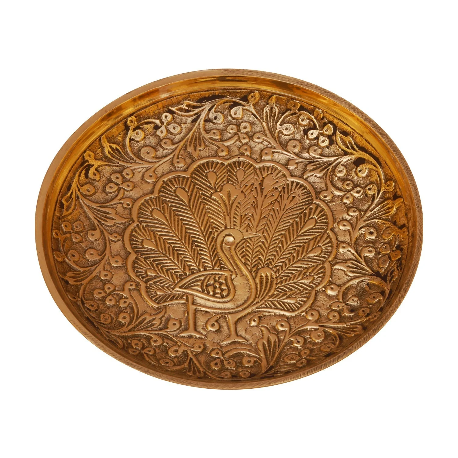 Brass Plate - 4 Inches | Pin Tray/ Pooja Stand/ Peacock Design Brass Tray for Deity - Image 2