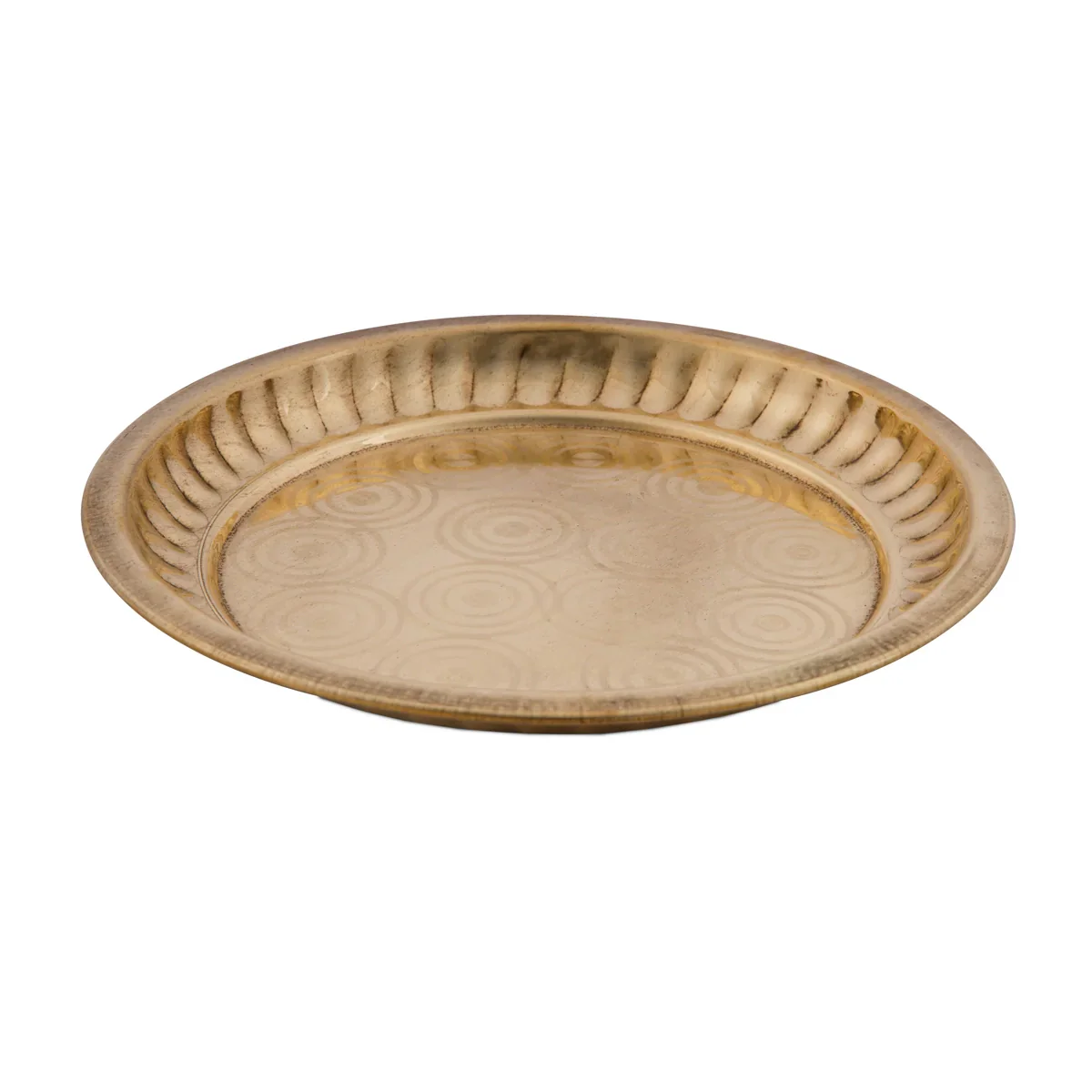 Brass Plate - 6 Inches | Thali Plate/ Ring Design Pooja Plate for Home/ 160 Gms Approx - Image 3