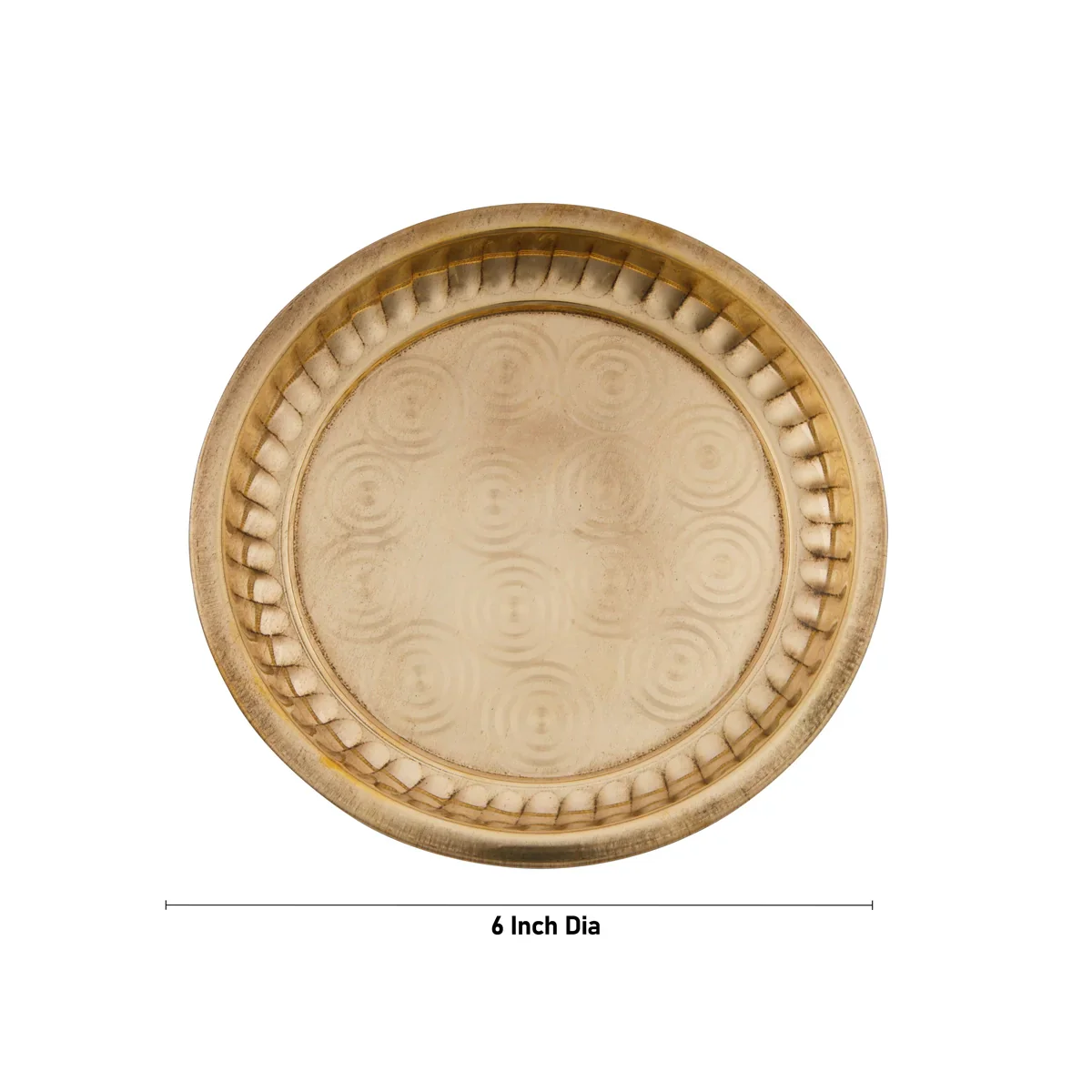 Brass Plate - 6 Inches | Thali Plate/ Ring Design Pooja Plate for Home/ 160 Gms Approx - Image 4