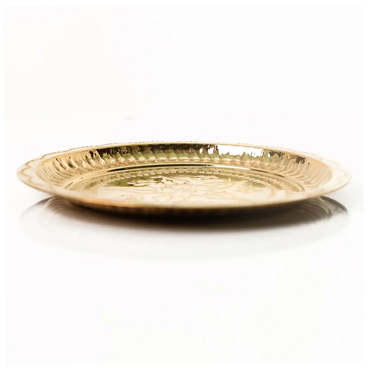 Brass Plate - 8.5 Inches | Pooja Plate/ Beading Design Thali Plate for Home/ 60 Gms Approx - Image 2