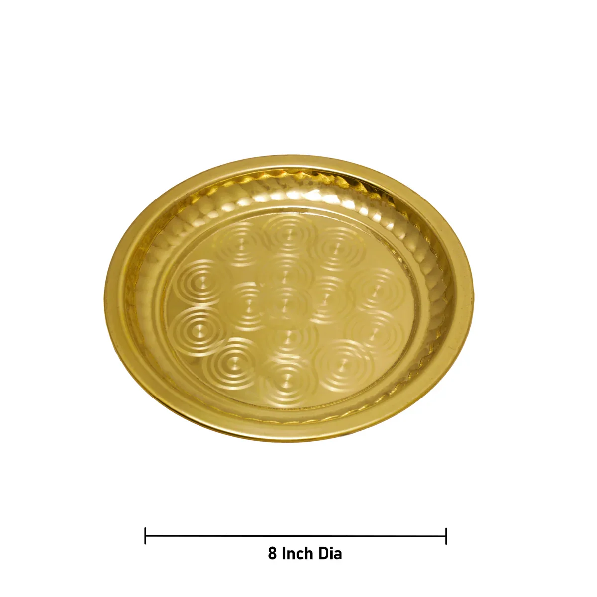 Brass Plate - 8 Inches | Thali Plate/ Ring Design Pooja Plate for Home/ 160 Gms Approx - Image 3