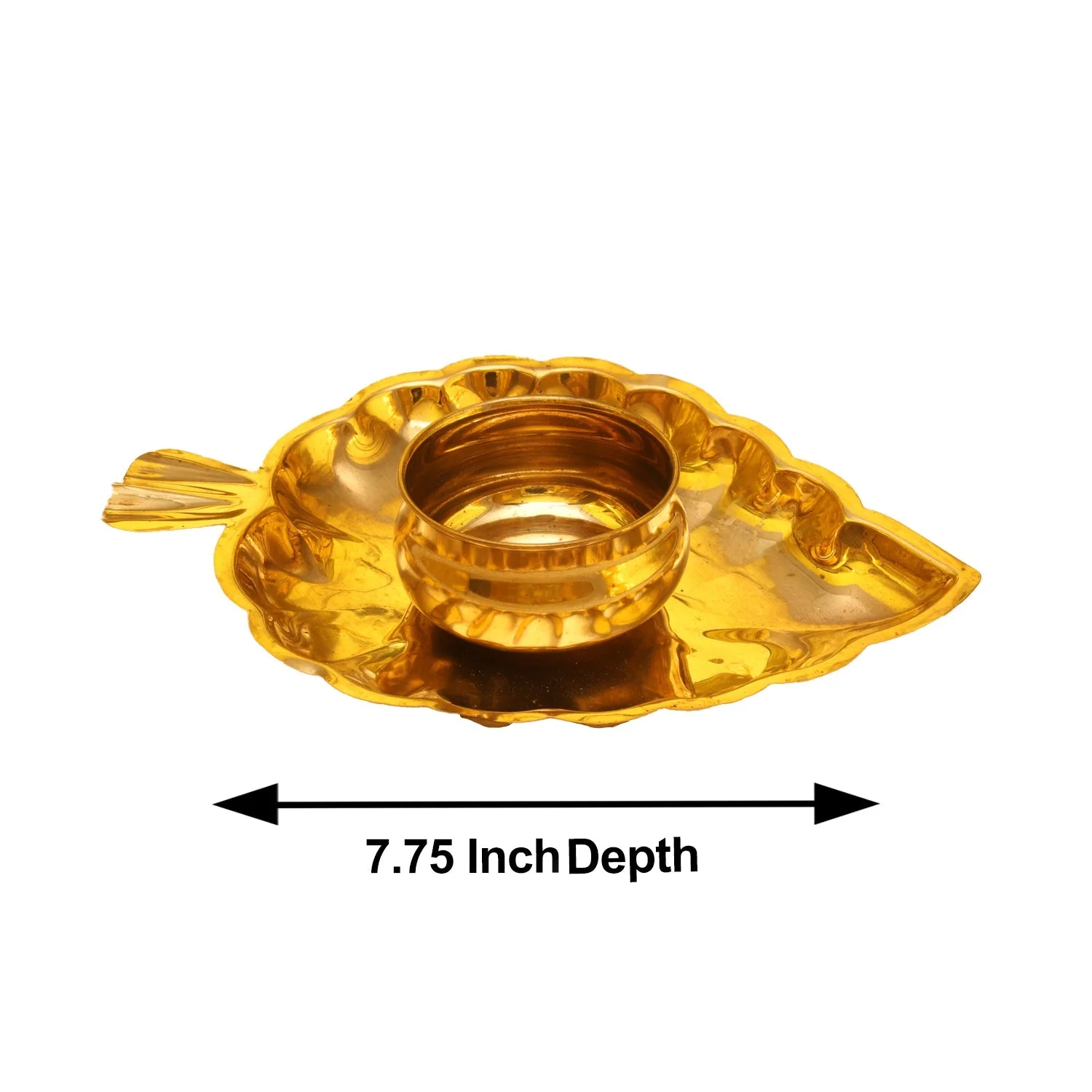 Tray With Kumkum Pot - 7.75 Inches | Sindoor Pot/ Brass Kumkum Bowl for Pooja/ 60 Gms Approx - Image 2