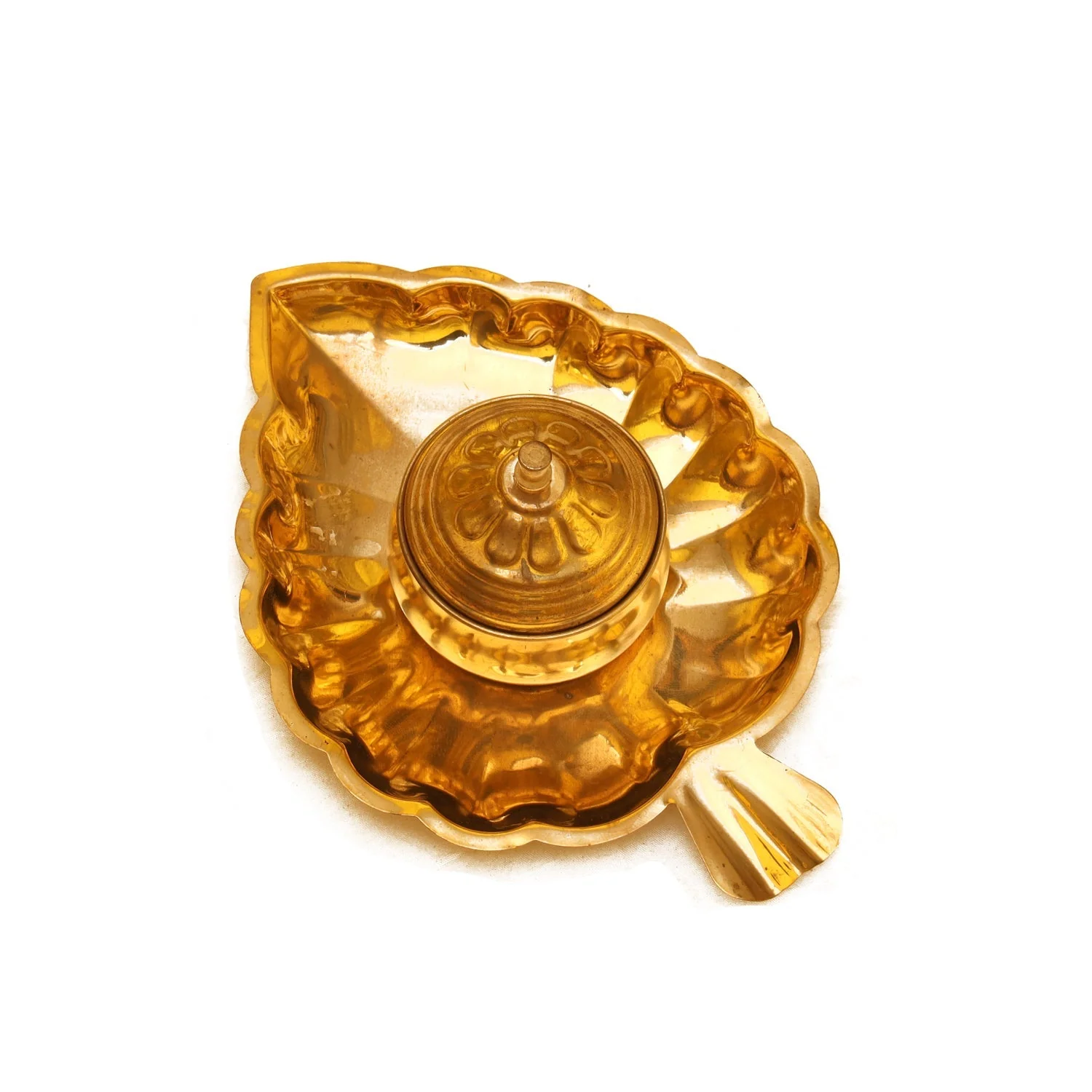 Tray With Kumkum Pot - 7.75 Inches | Sindoor Pot/ Brass Kumkum Bowl for Pooja/ 60 Gms Approx - Image 3