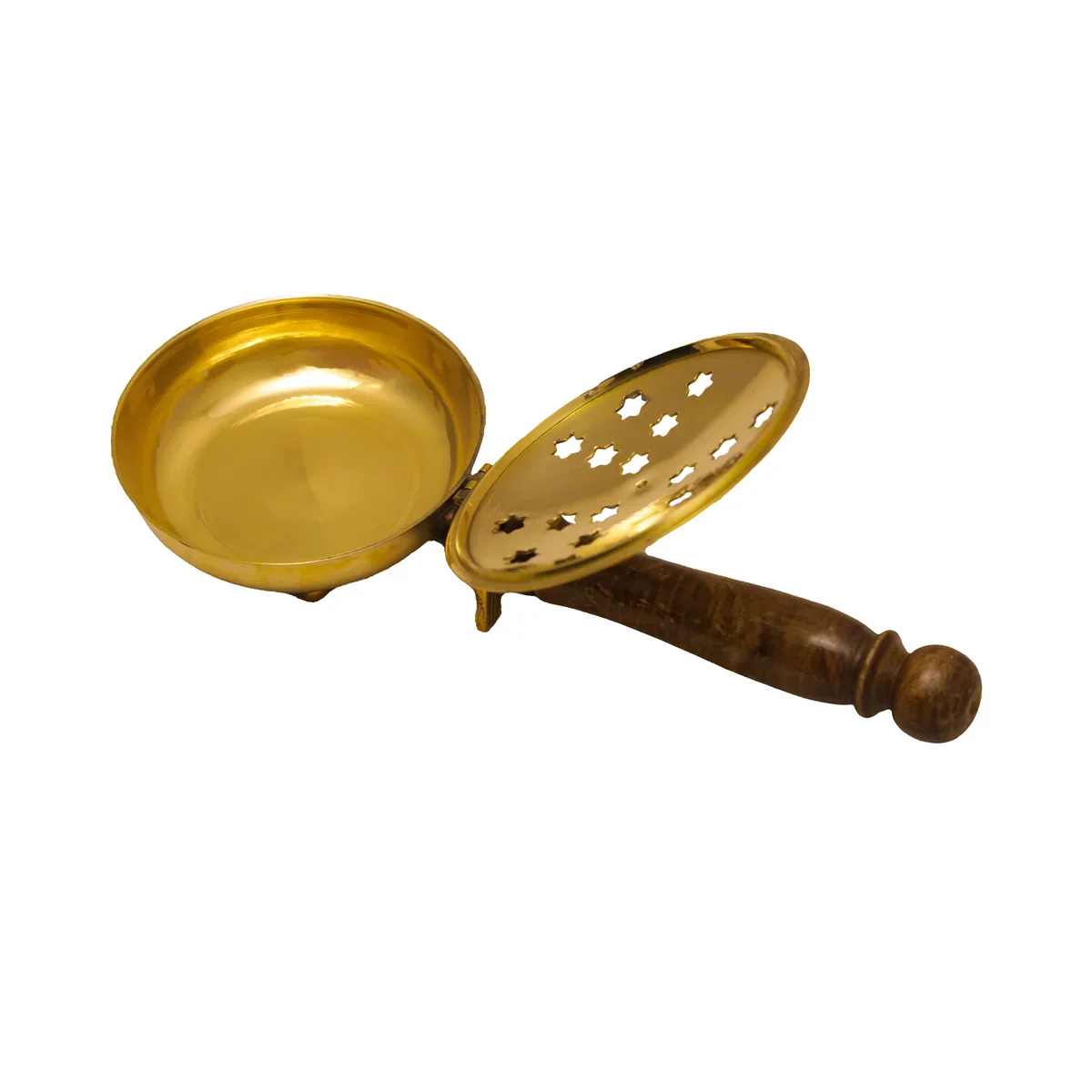 Brass Sambrani Burner - 1.5 x 10 Inches | Dhoopkal with Wooden Handle for Home/ Dhoop Dhani/ 290 Gms Approx - Image 3