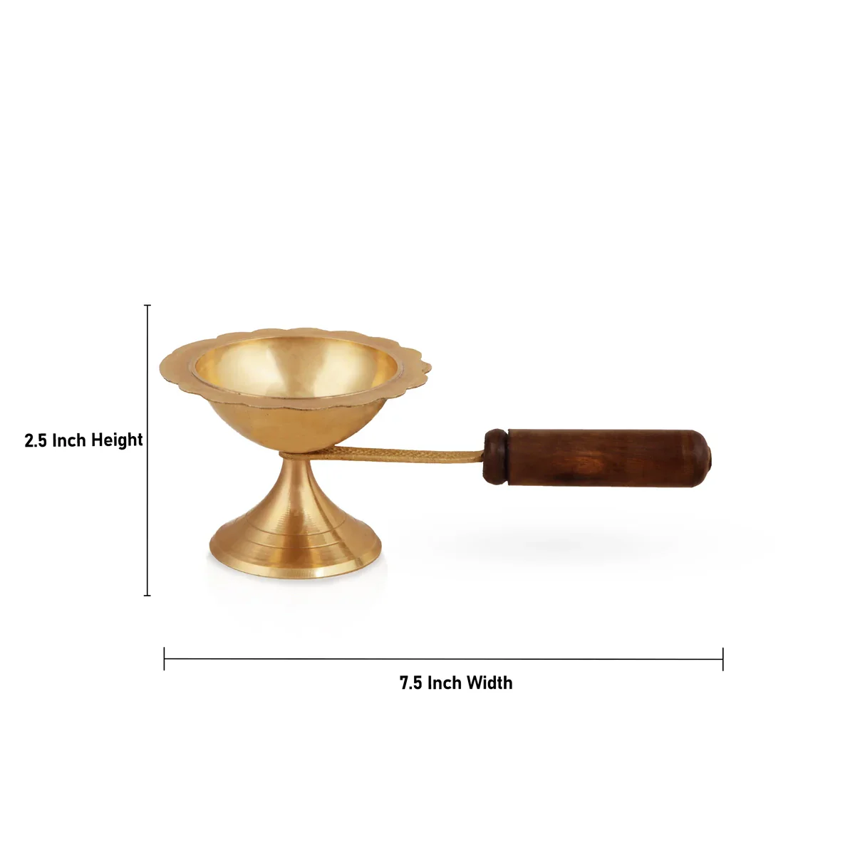 Brass Sambrani Stand - 2.5 x 7.5 Inches | Dhoopkal with Wooden Handle/ Dhoop Dhani for Pooja/ 120 Gms Approx - Image 3