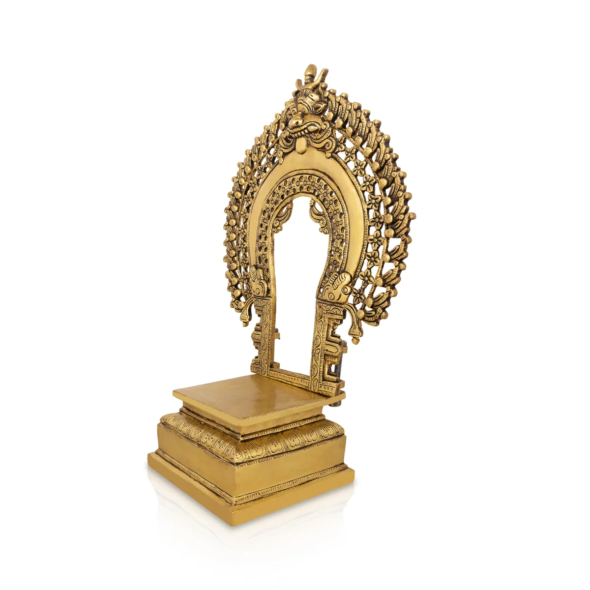 Brass Thiruvachi With Peetam - 18 x 12 Inches | Antique Polish Prabhavali/ Thiruvatchi For Framing Deity - Image 2