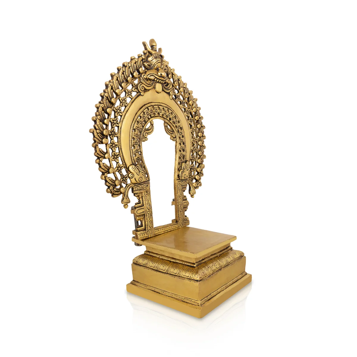 Brass Thiruvachi With Peetam - 18 x 12 Inches | Antique Polish Prabhavali/ Thiruvatchi For Framing Deity - Image 3